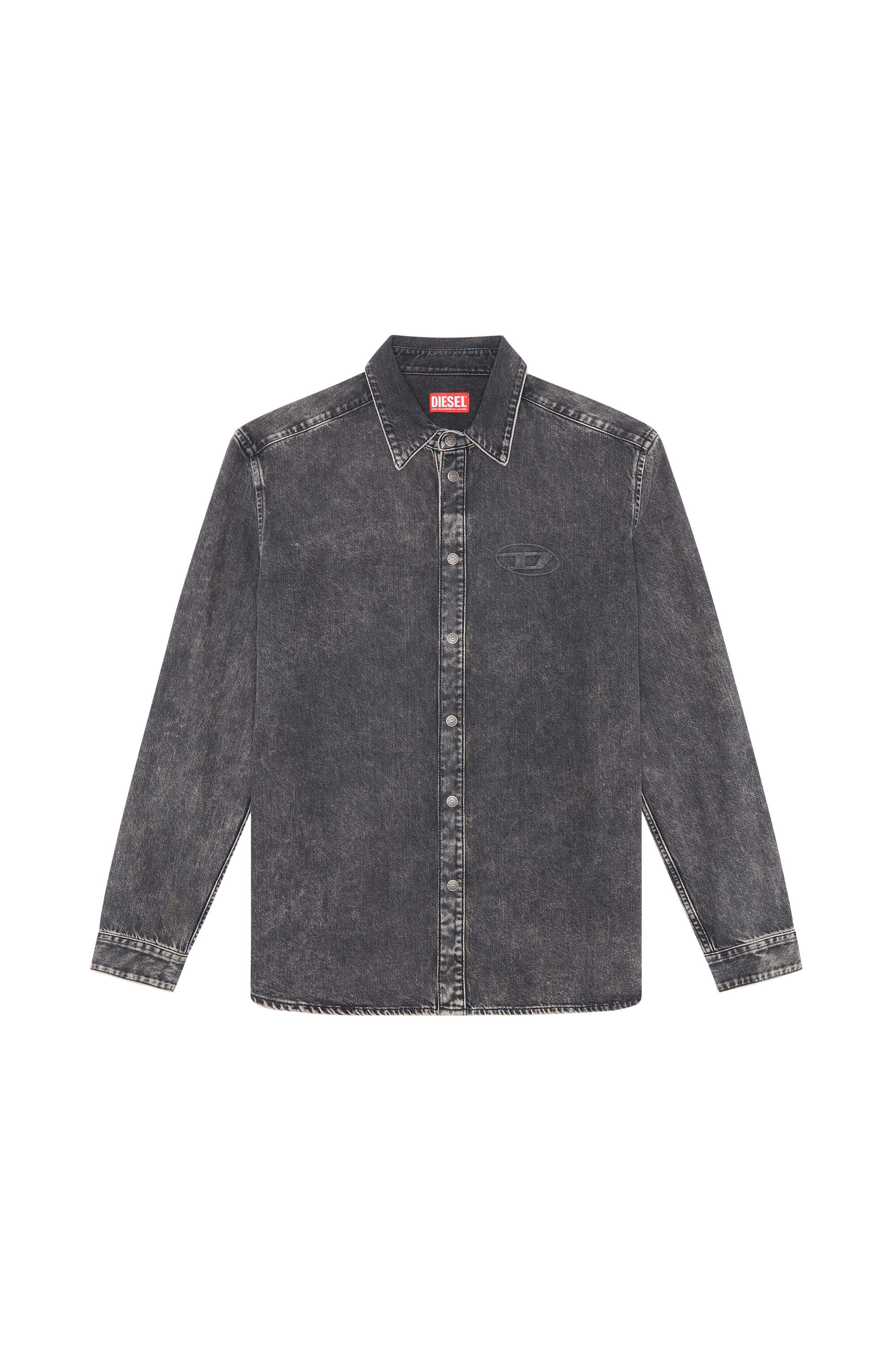 Diesel - D-SIMPLY, Male's デニム シャツ in ブラック/ダークグレー - 2