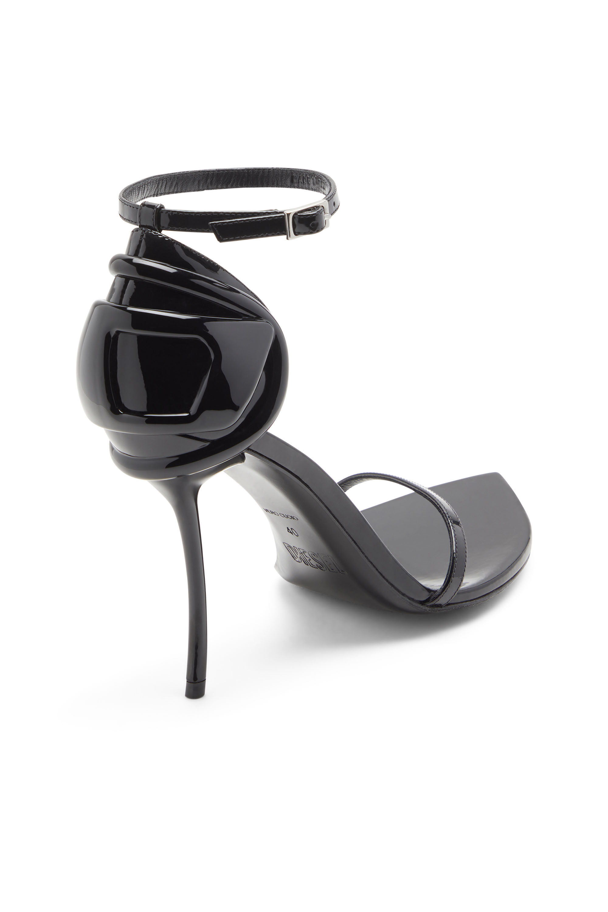 Diesel - D-TEN&HALF SANDAL, Female's D-Ten&Half-Stiletto sandals in patent leather and satin in ブラック - 6