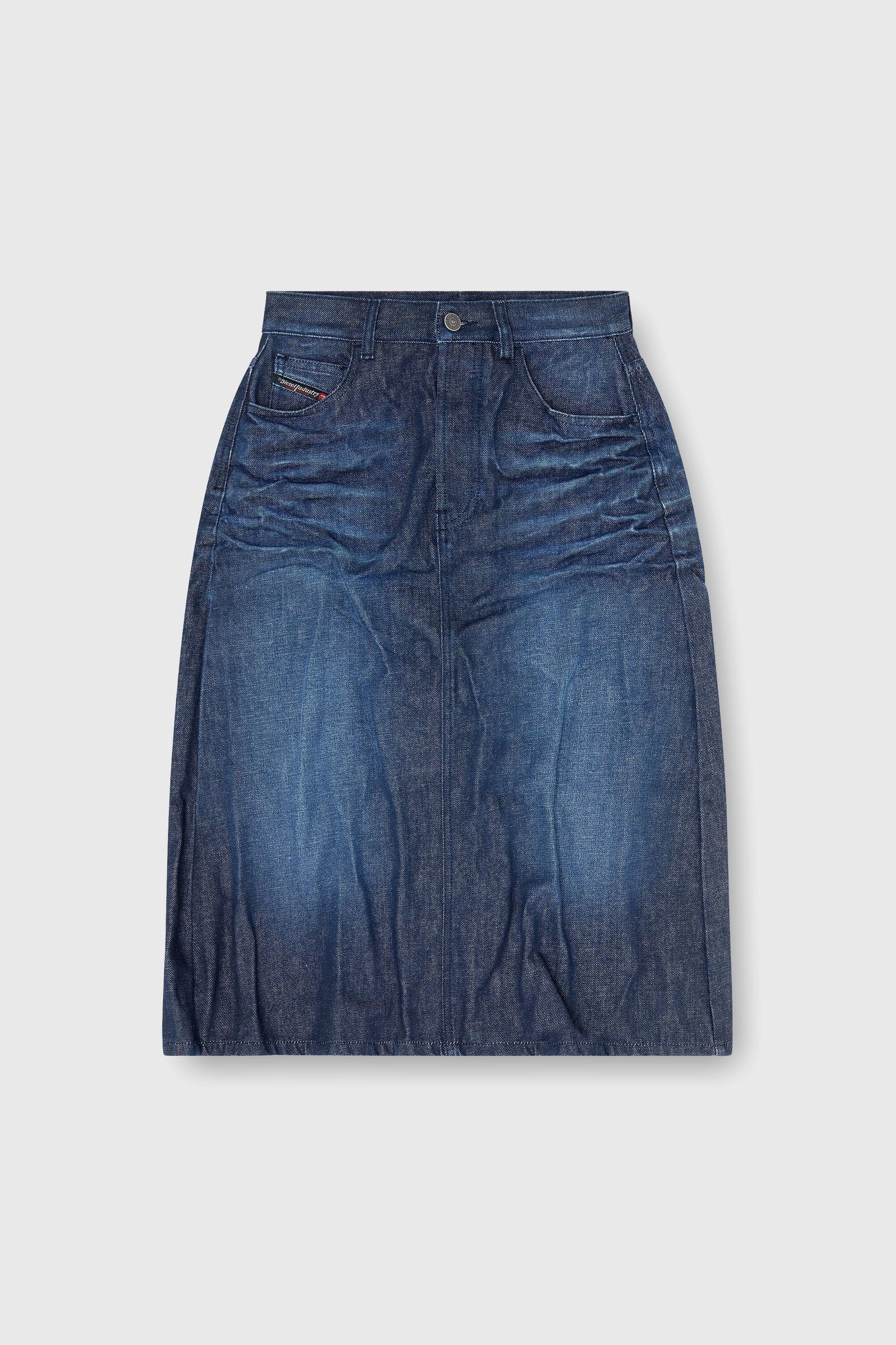 Diesel - DE-IRTI-FSJ, Female's Midi skirt in creased denim in ダークブルー - 2