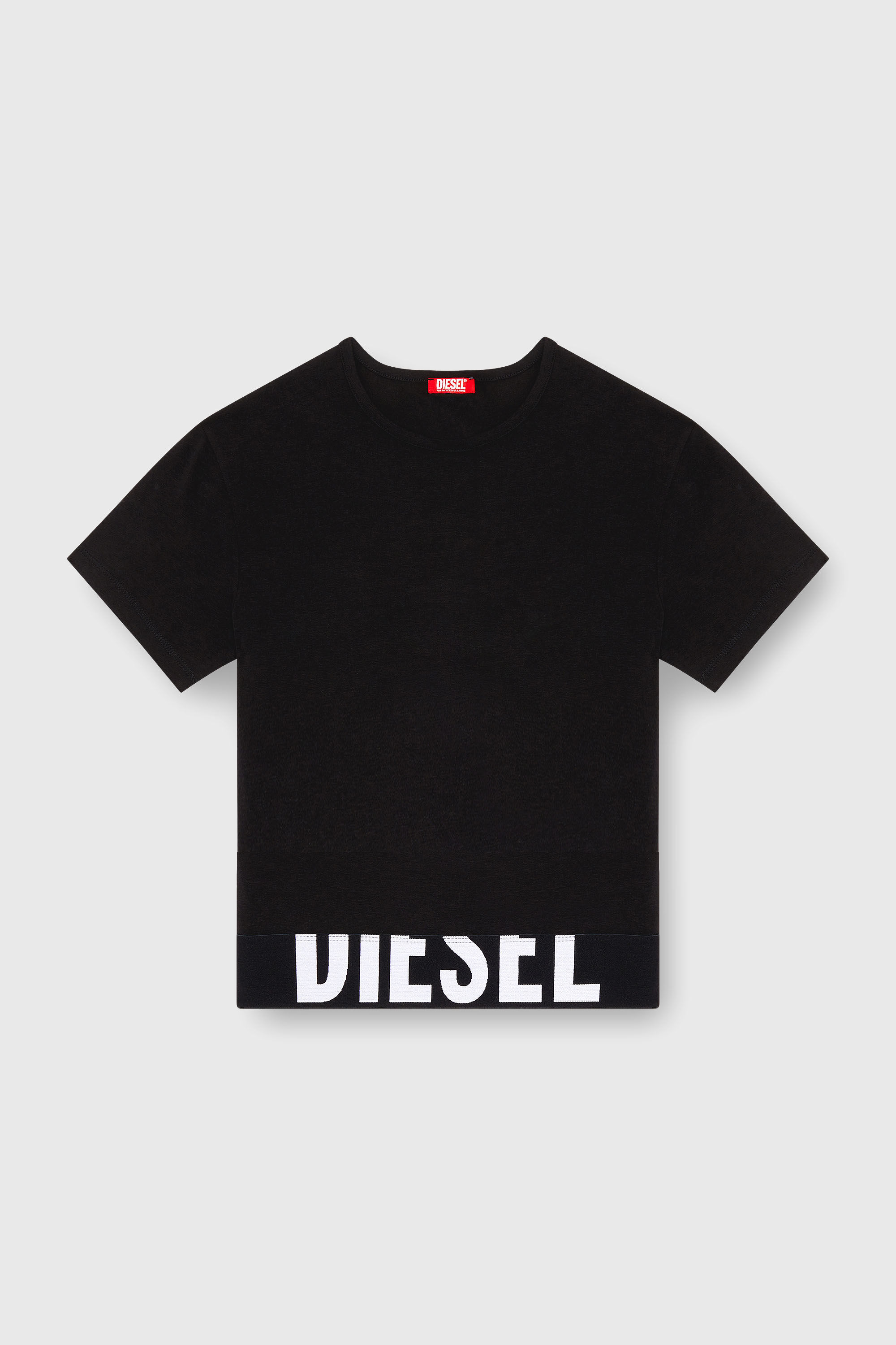 Diesel - UFTEE-SPORT-CROPPED-T-SHIRT, Female's Sporty cropped top with logo band in ブラック - 2
