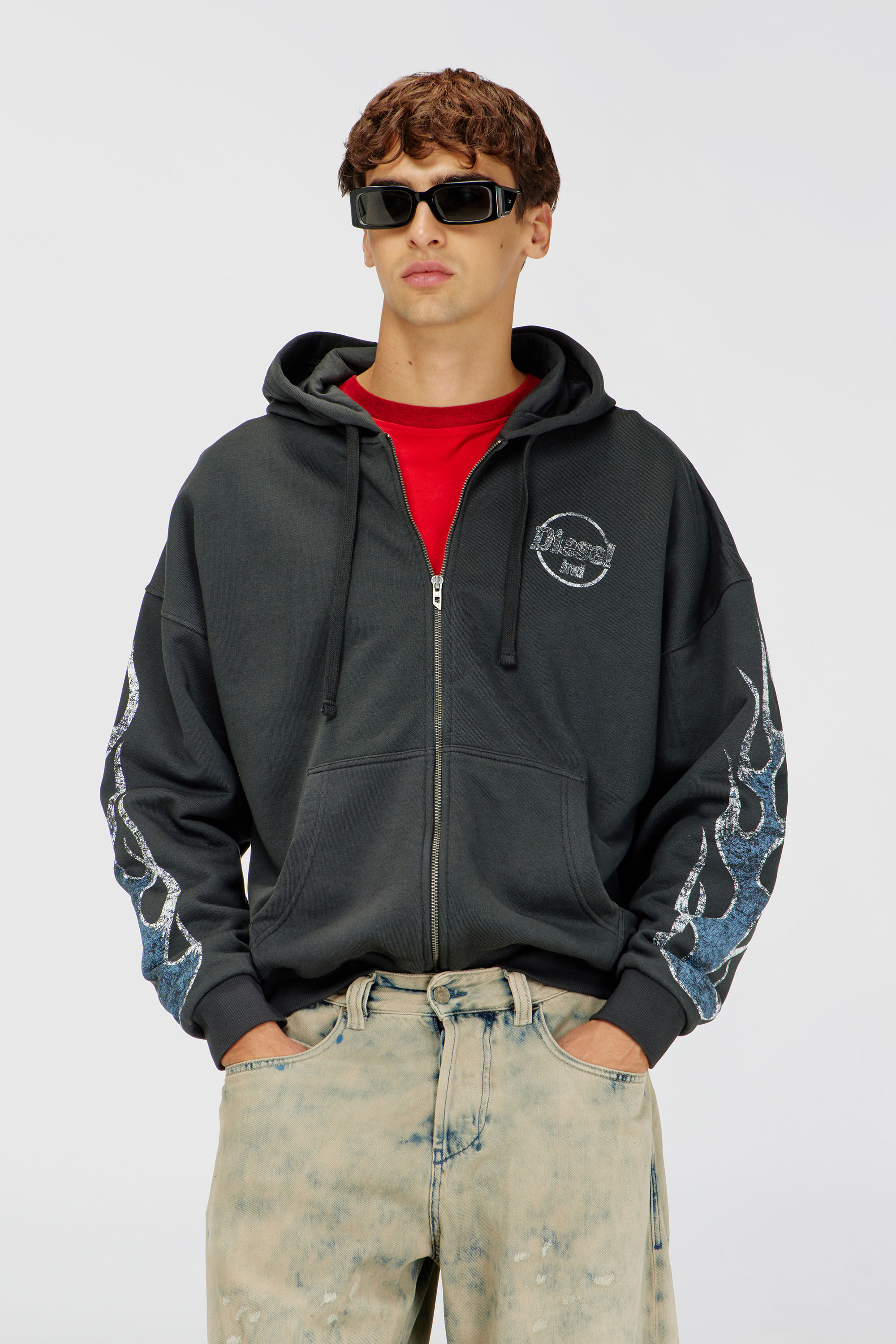 S-TOLY-ZIP ジップアップパーカー｜グレー｜メンズ｜DIESEL