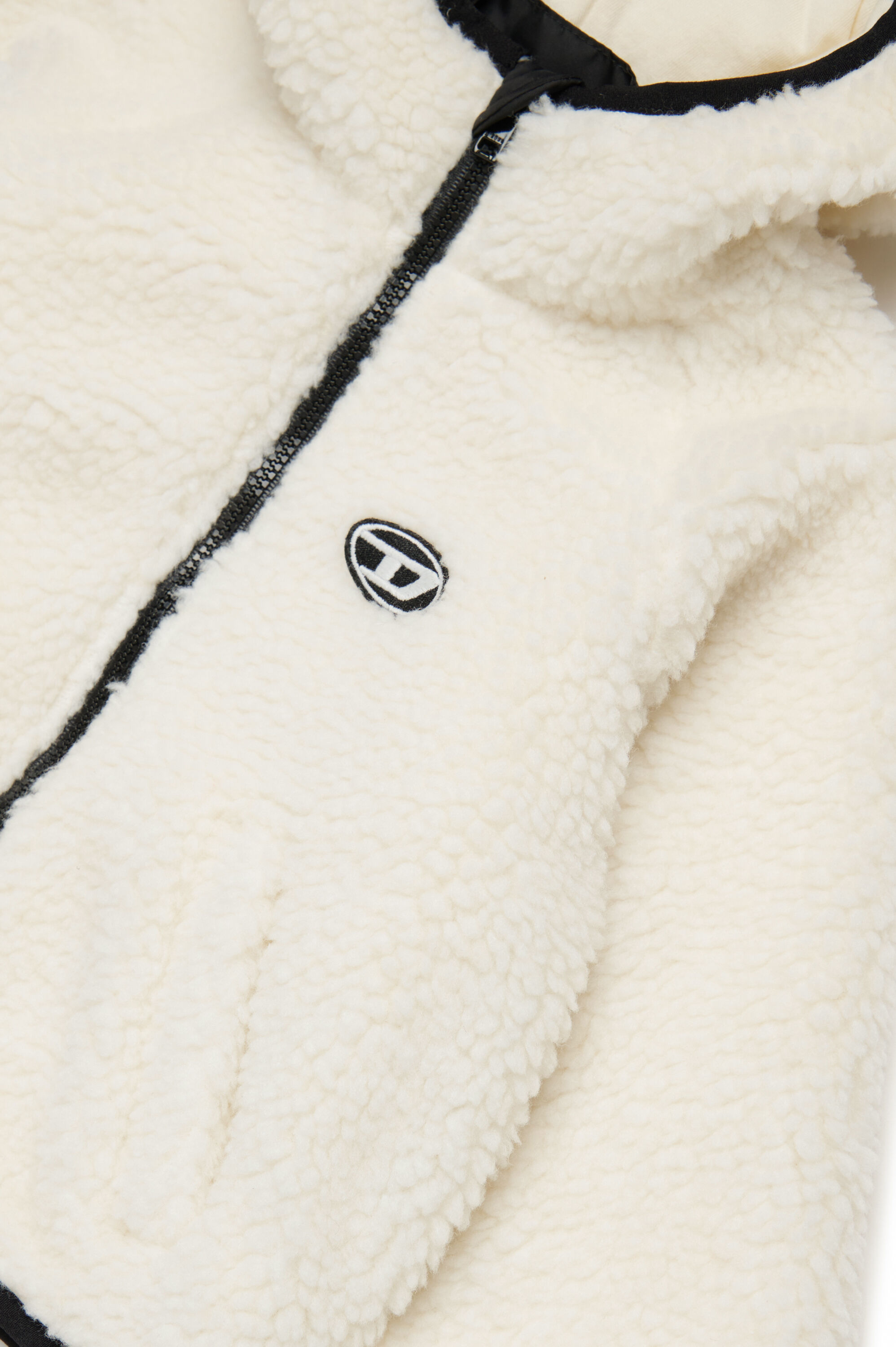 JPOLAB Hooded teddy jacket with Oval D patch｜ホワイト｜ガールズ｜DIESEL