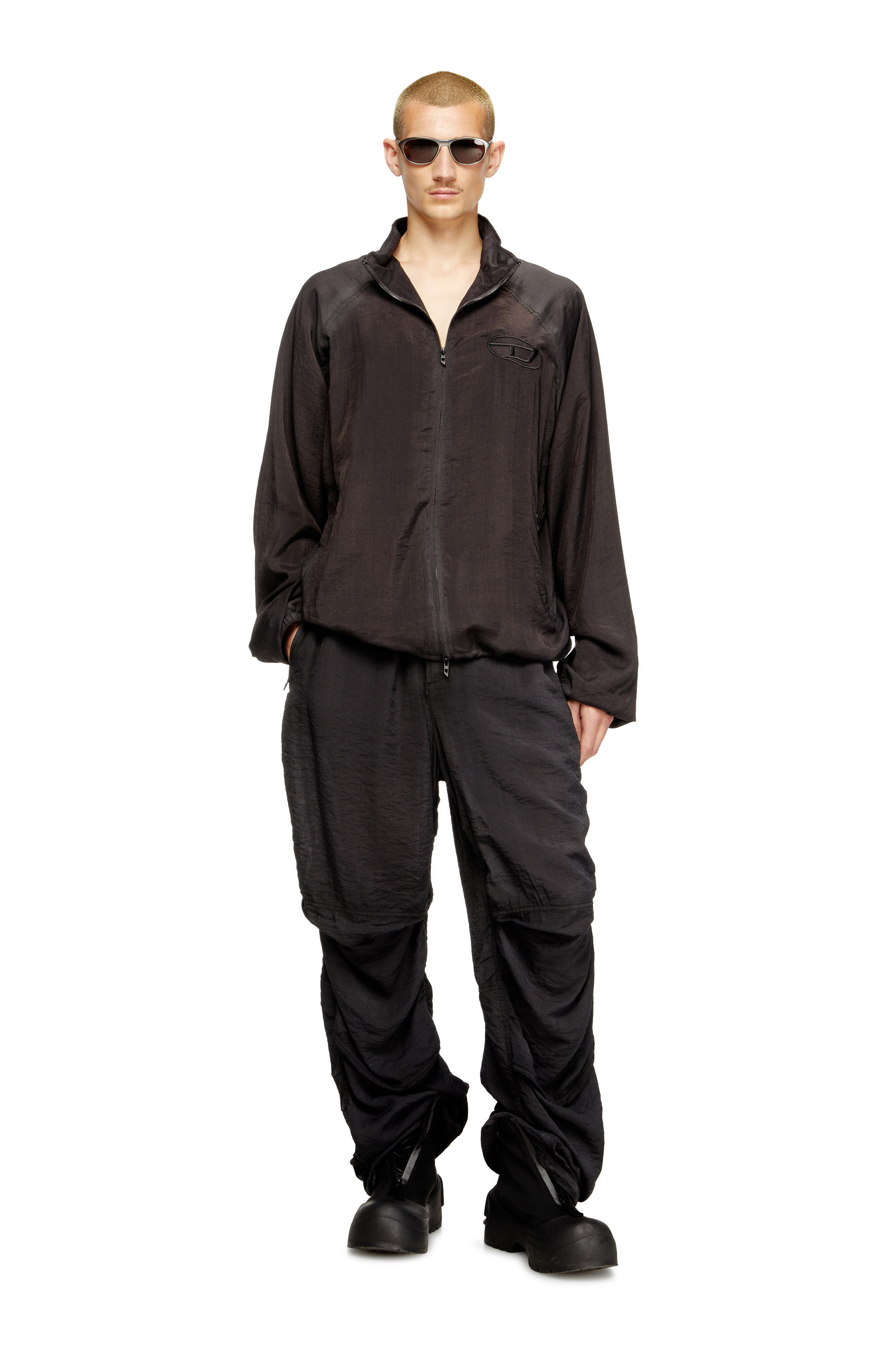 Diesel - J-HENRI-SOUVENIR, Male's Souvenir-style embroidered track jacket in ダークグレー - 1