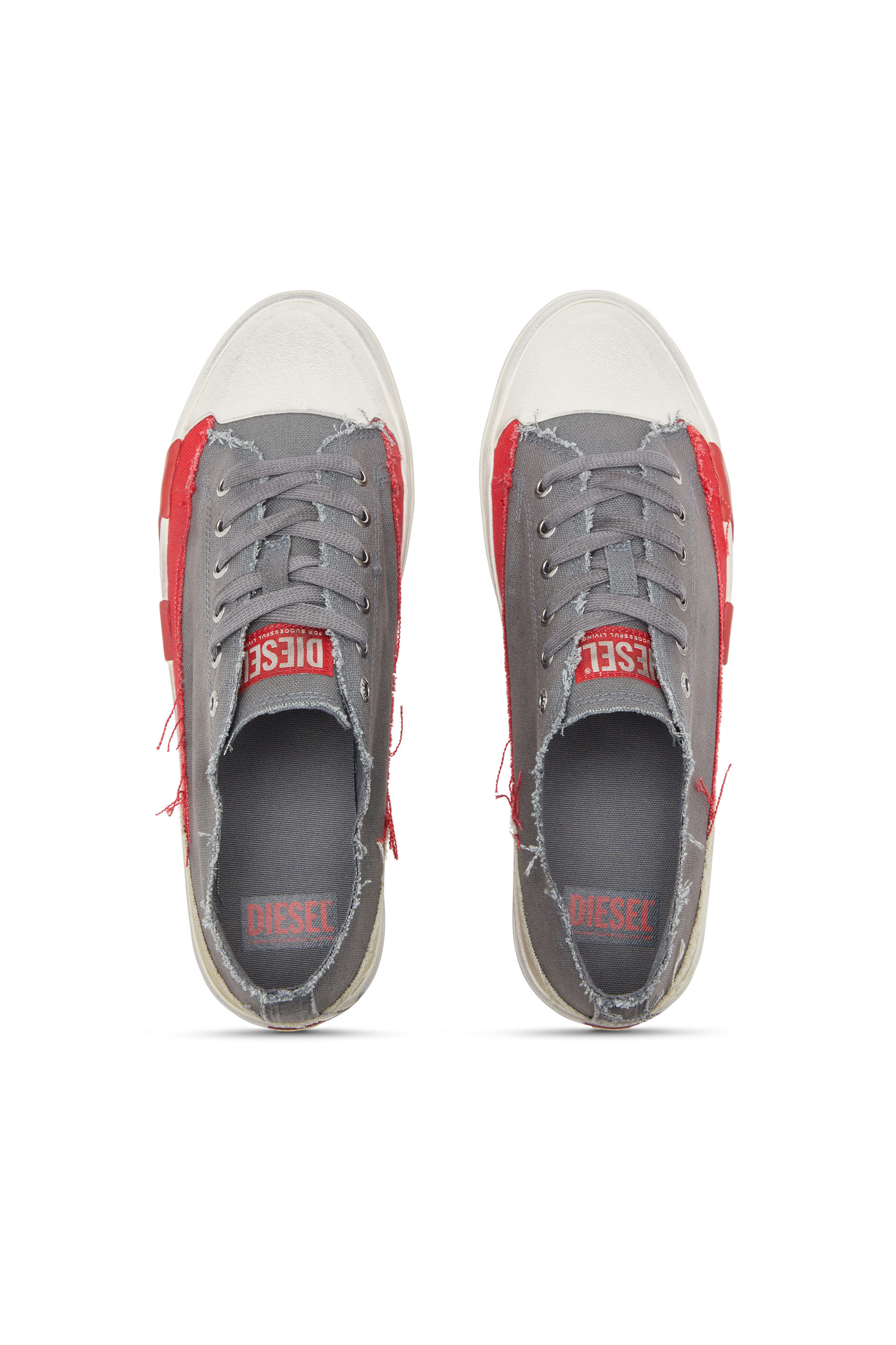 Diesel - S-D-VERSE LOW, Male's S-D-Verse-Dirty-effect canvas sneakers in グレー - 6