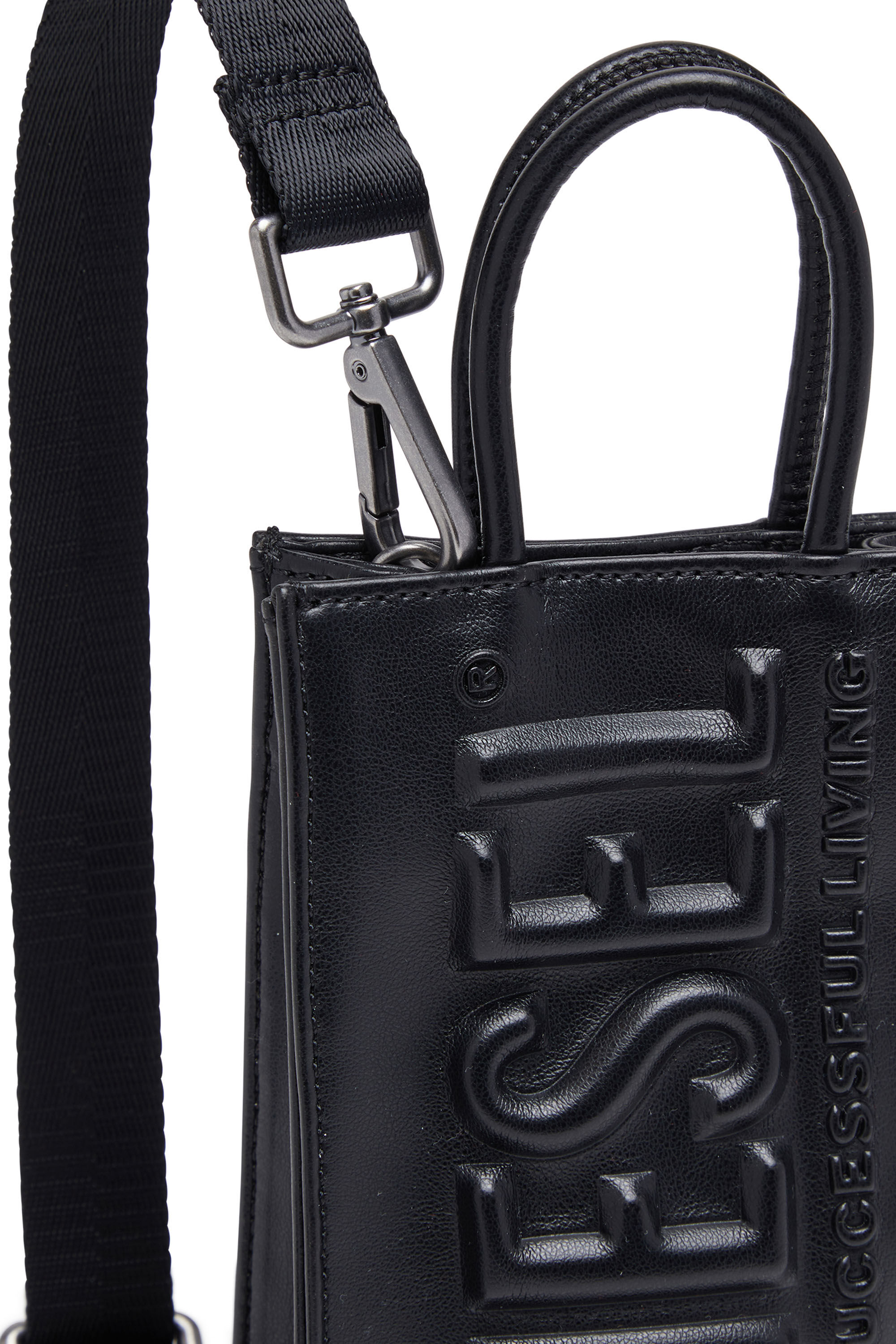 Diesel - DSL 3D SHOPPER MINI X, Male's Dsl 3D Mini -Small PU tote bag with embossed logo in ブラック - 6