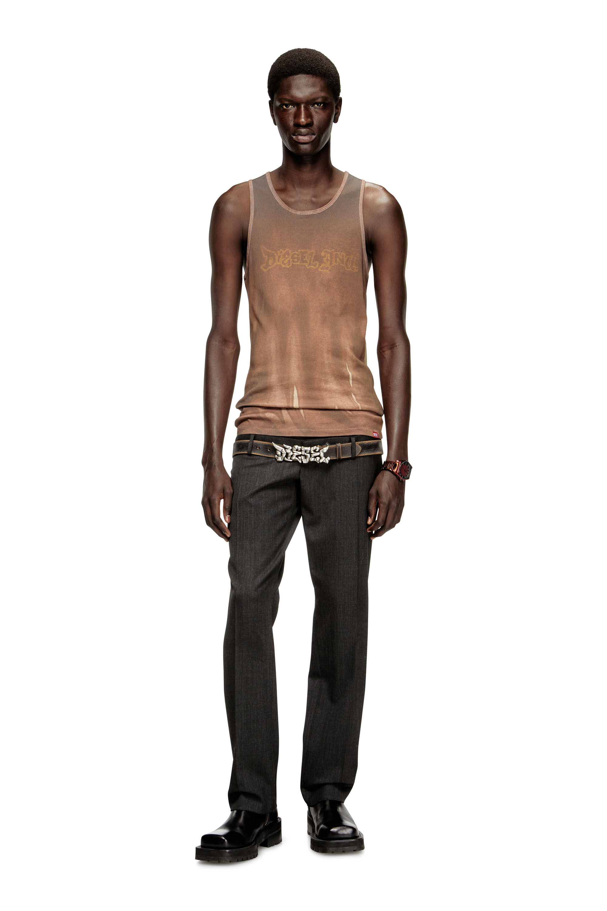 T-LIFTY-SHOW Tank top with print｜ブラウン｜メンズ｜DIESEL