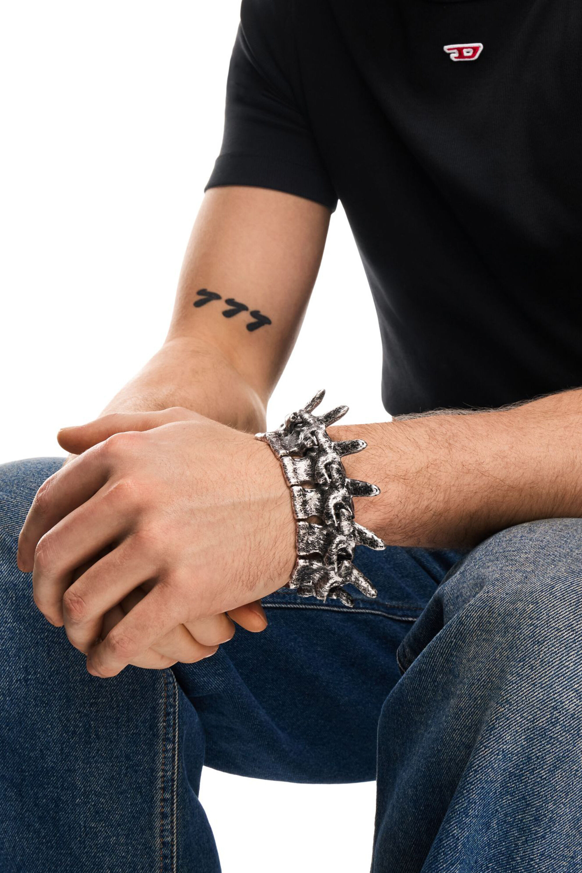 Diesel - DX1709040 JEWELLERY, Unisex's Silver-tone components bracelet in ダークグレー - 5