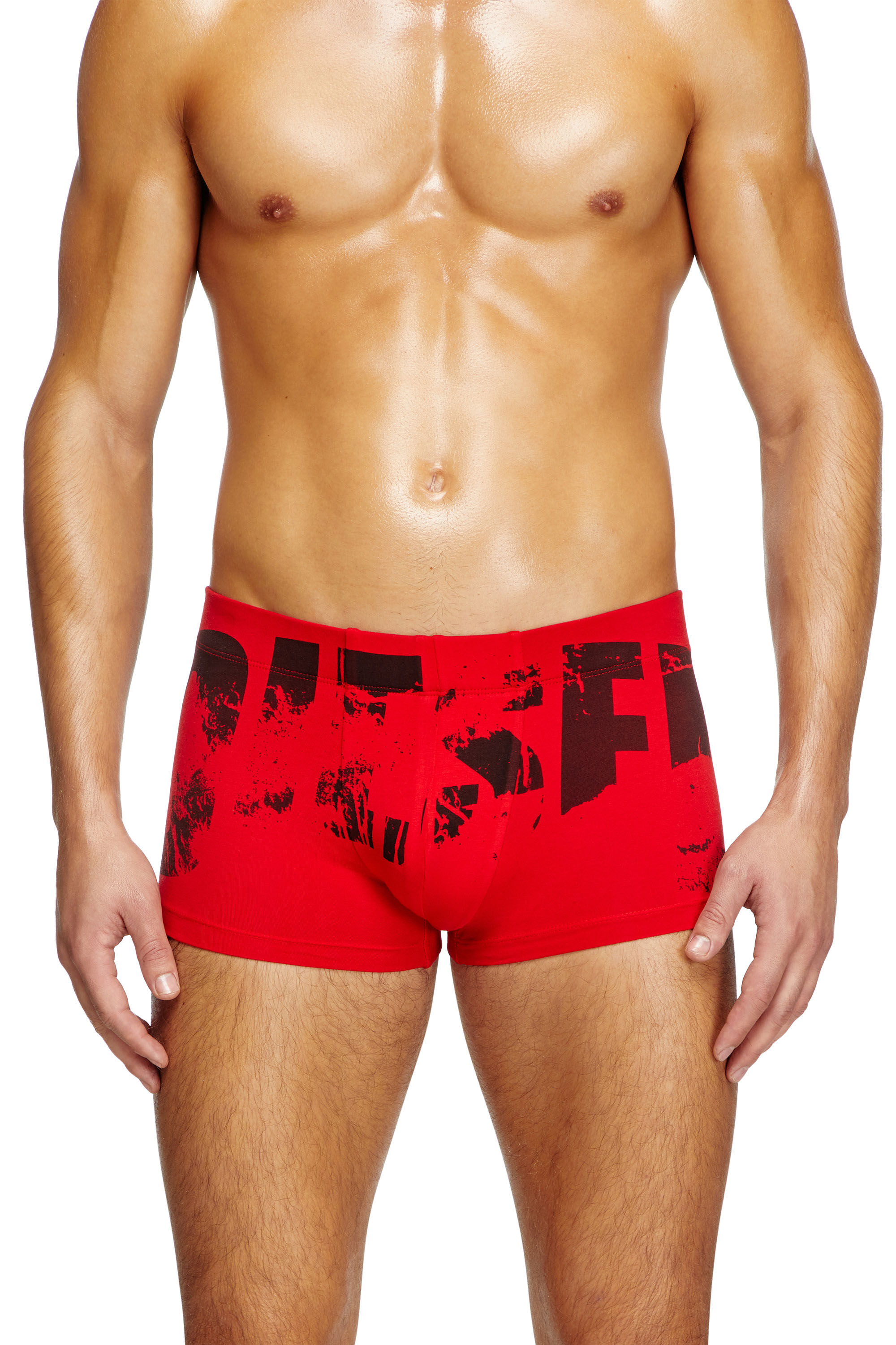 Diesel - DAMIEN-D-POP, Male's Boxer briefs with distressed logo in レッド/ブラック - 3