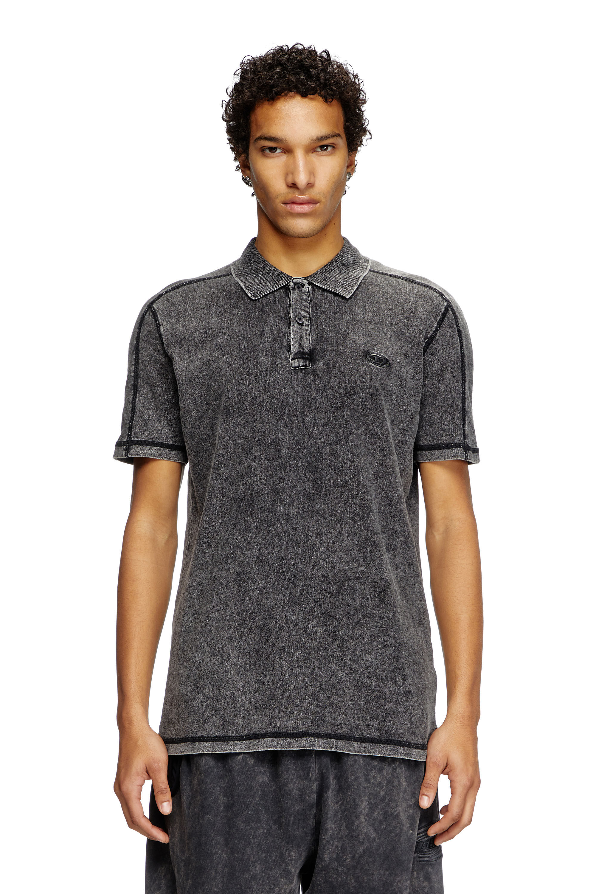 Diesel - T-SWIND-R1, Male's Denim-look polo shirt in ブラック - 3