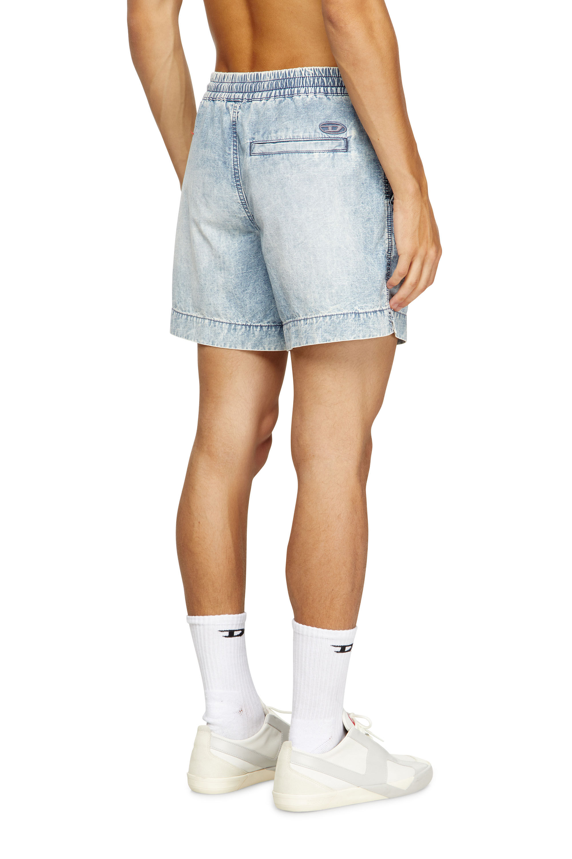 Diesel - D-TENNI-S, Unisex's Shorts in marbled denim in ライトブルー - 4