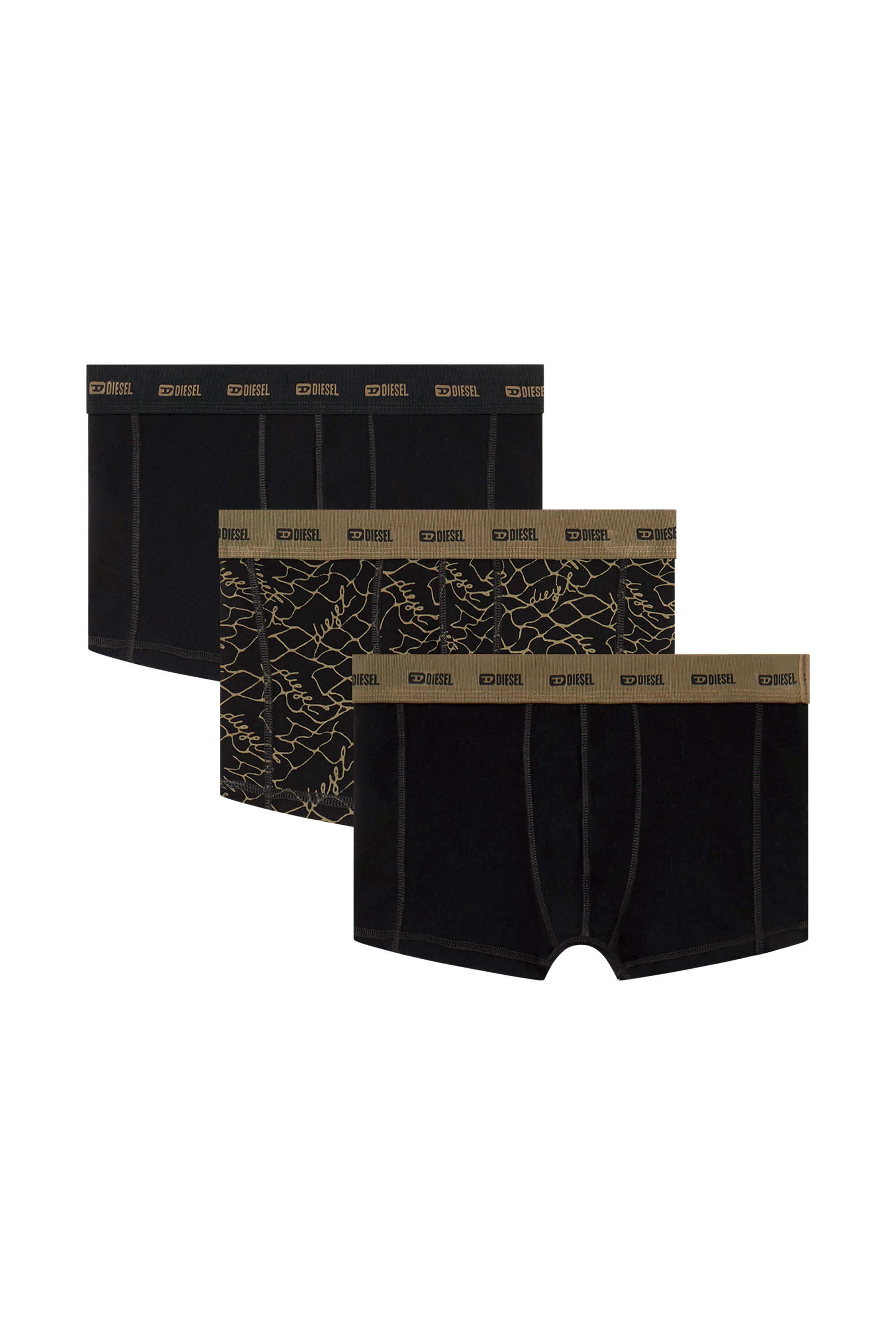 Diesel - DAMIEN-UTLT-3PACK, Male's ボクサーパンツ 3枚パック in ブラック/ベージュ - 2