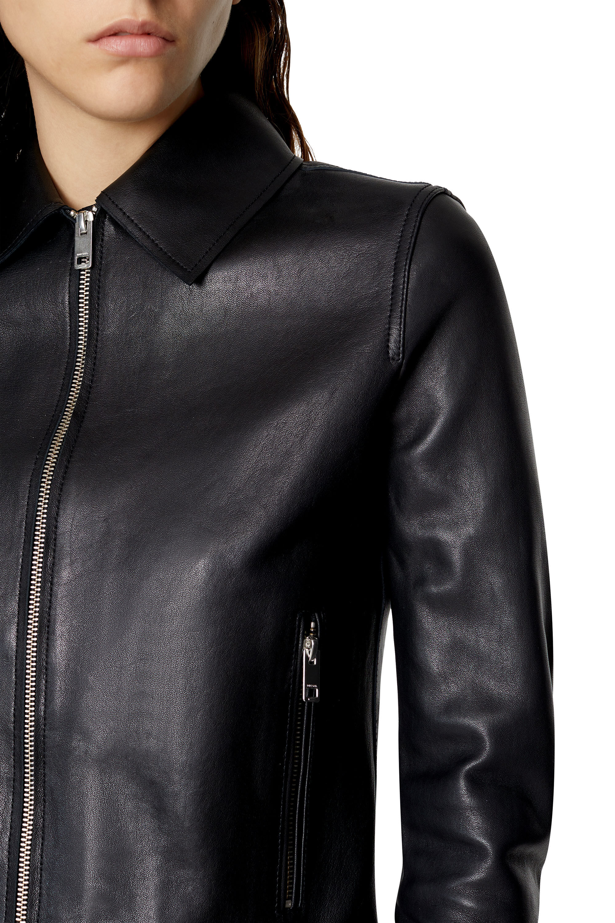 Diesel - L-MELIA-NW, Female's レザー ジャケット in ブラック - 4