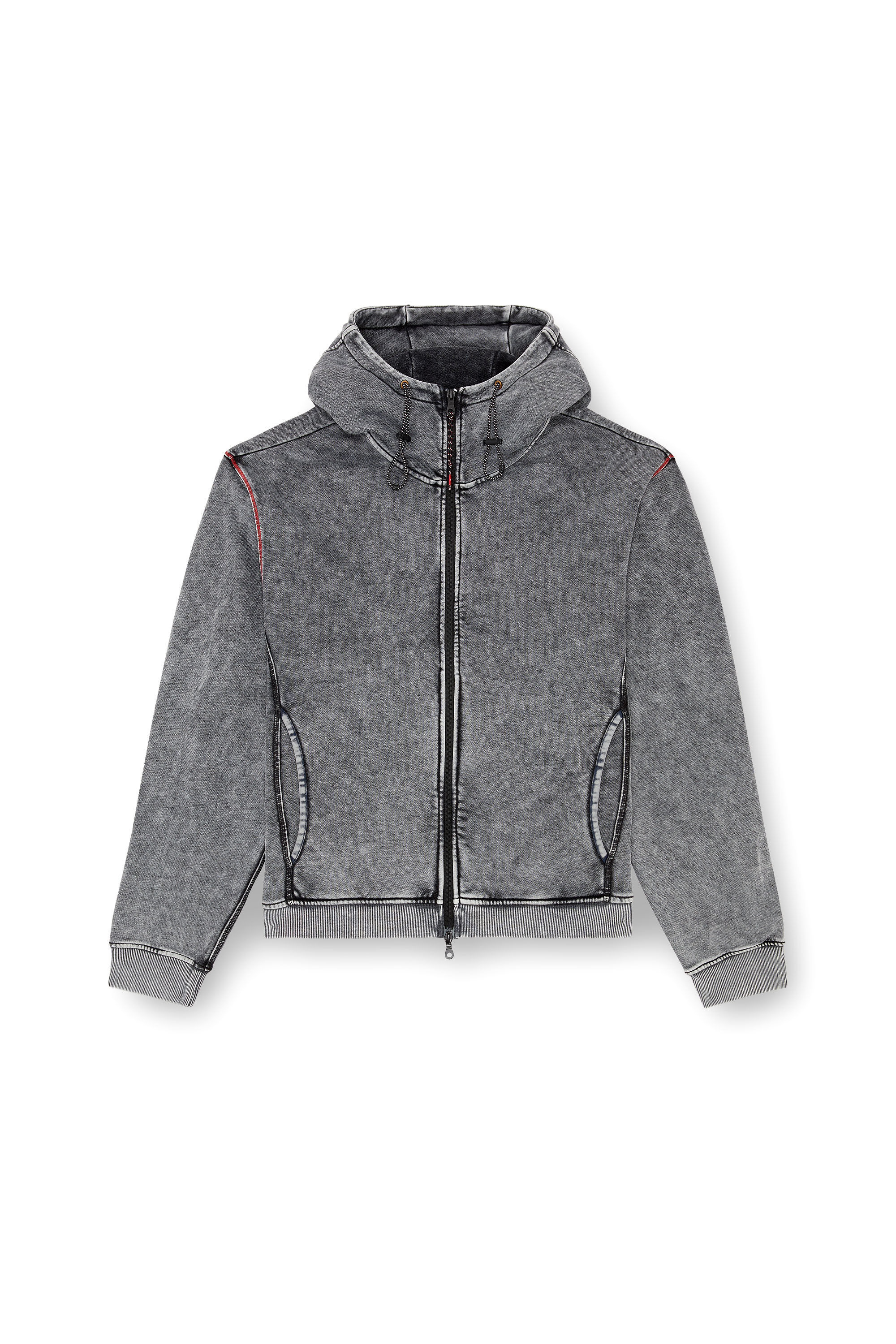 AMST-TRANE-HT48 Faded hoodie with zip back｜グレー｜メンズ｜DIESEL