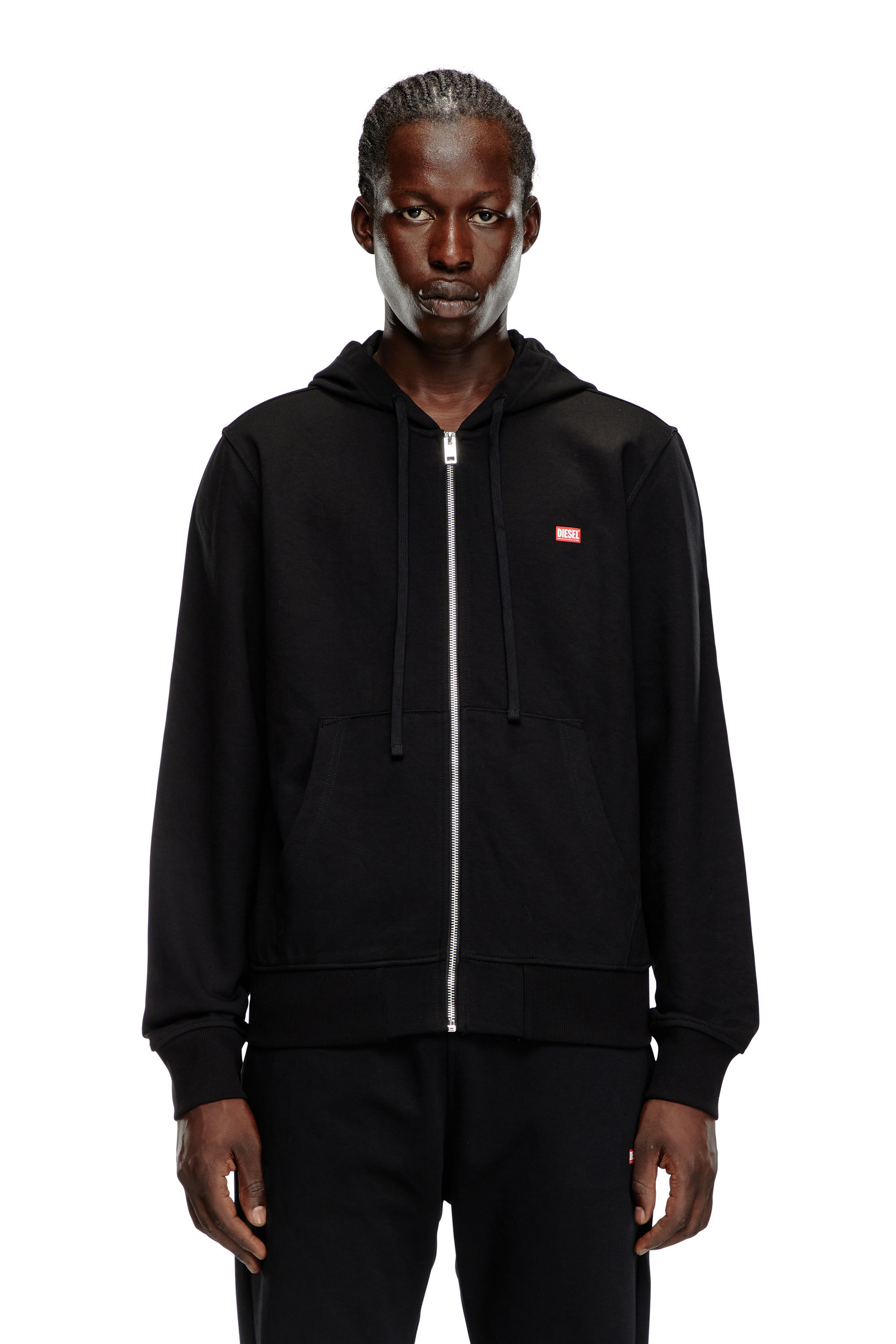 Diesel - S-GINN-HOOD-ZIP-K13, Male's Zip hoodie with Diesel label transfer in ブラック - 4