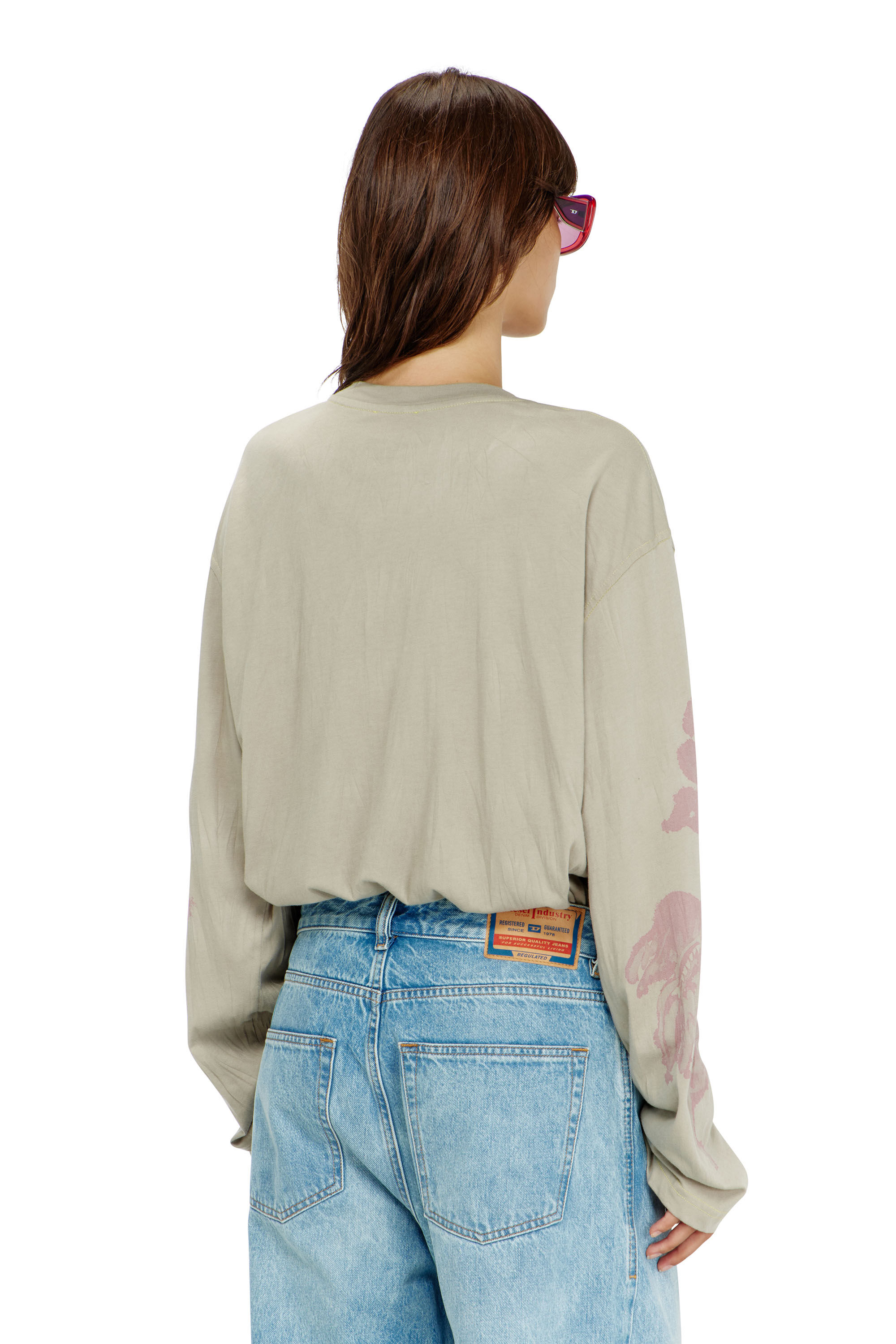 Diesel - T-HILARY-LS-AA1, Female's 長袖Tシャツ in ピンク/ベージュ - 4