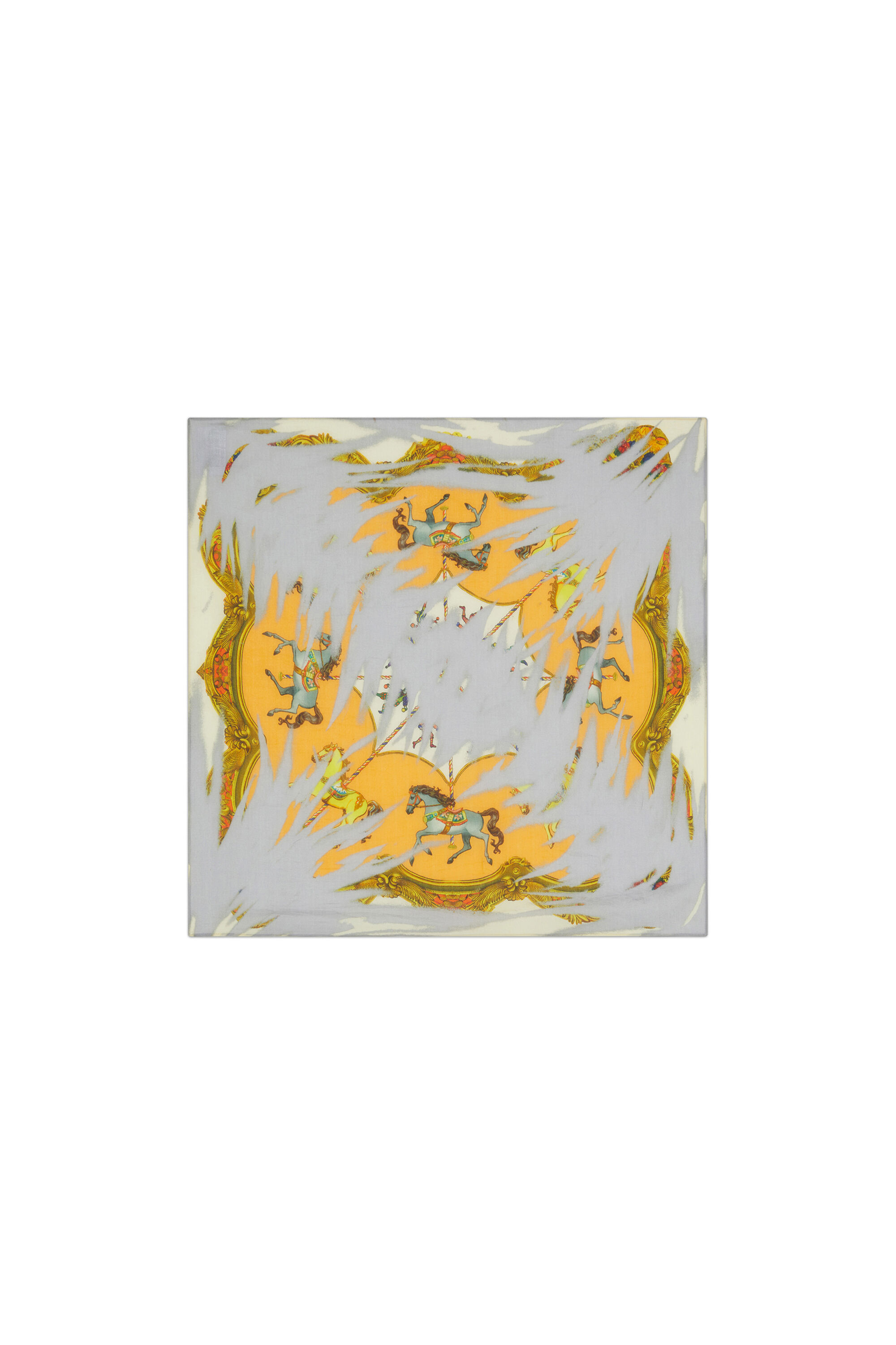 Diesel - S-MARIA, Unisex's Scarf with horse bandana print in グレー/オレンジ - 1