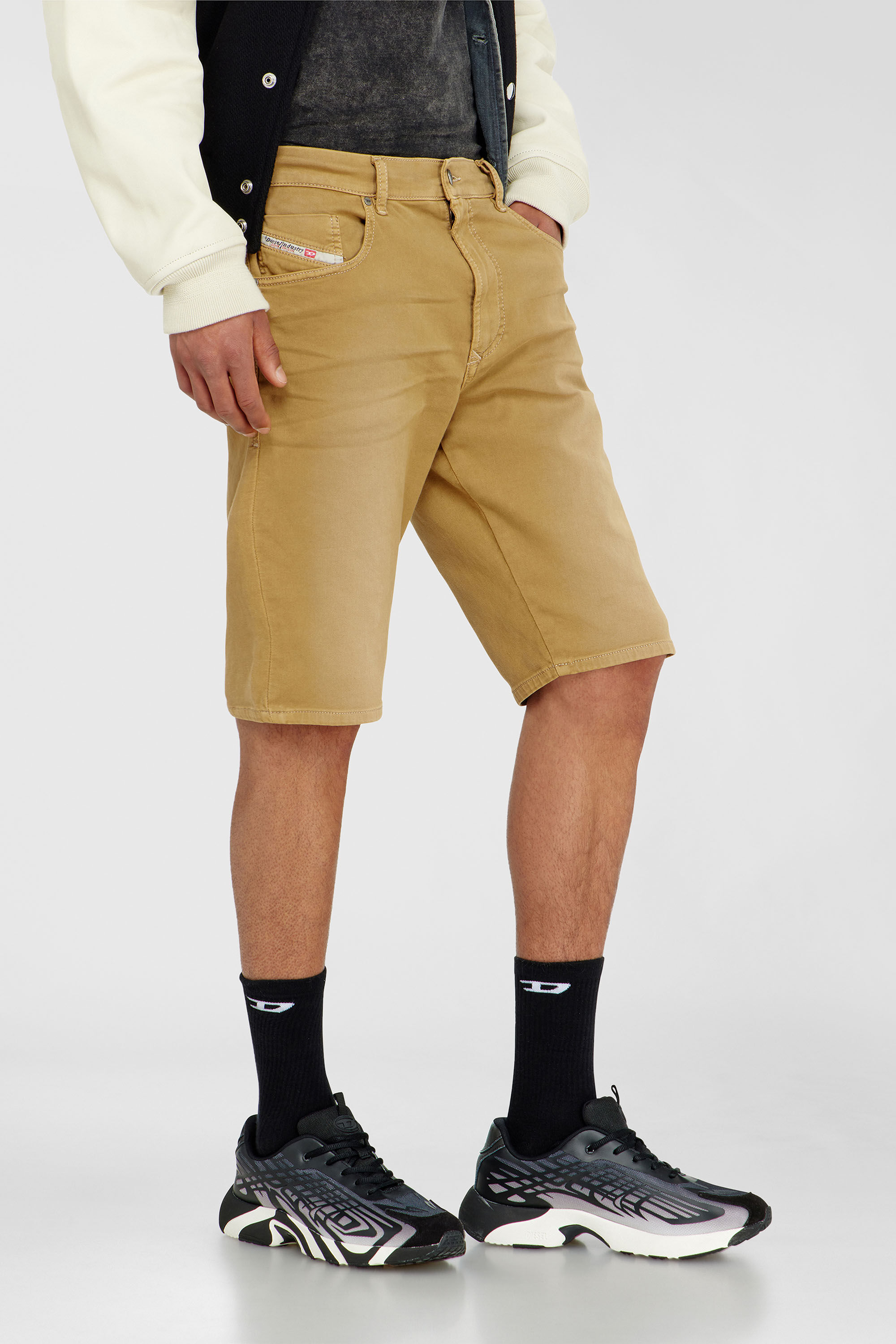 Diesel - 2033 D-KROOLEY-SHORT-BW JOGG, Male's ジョグ ショートパンツ in ベージュ - 5
