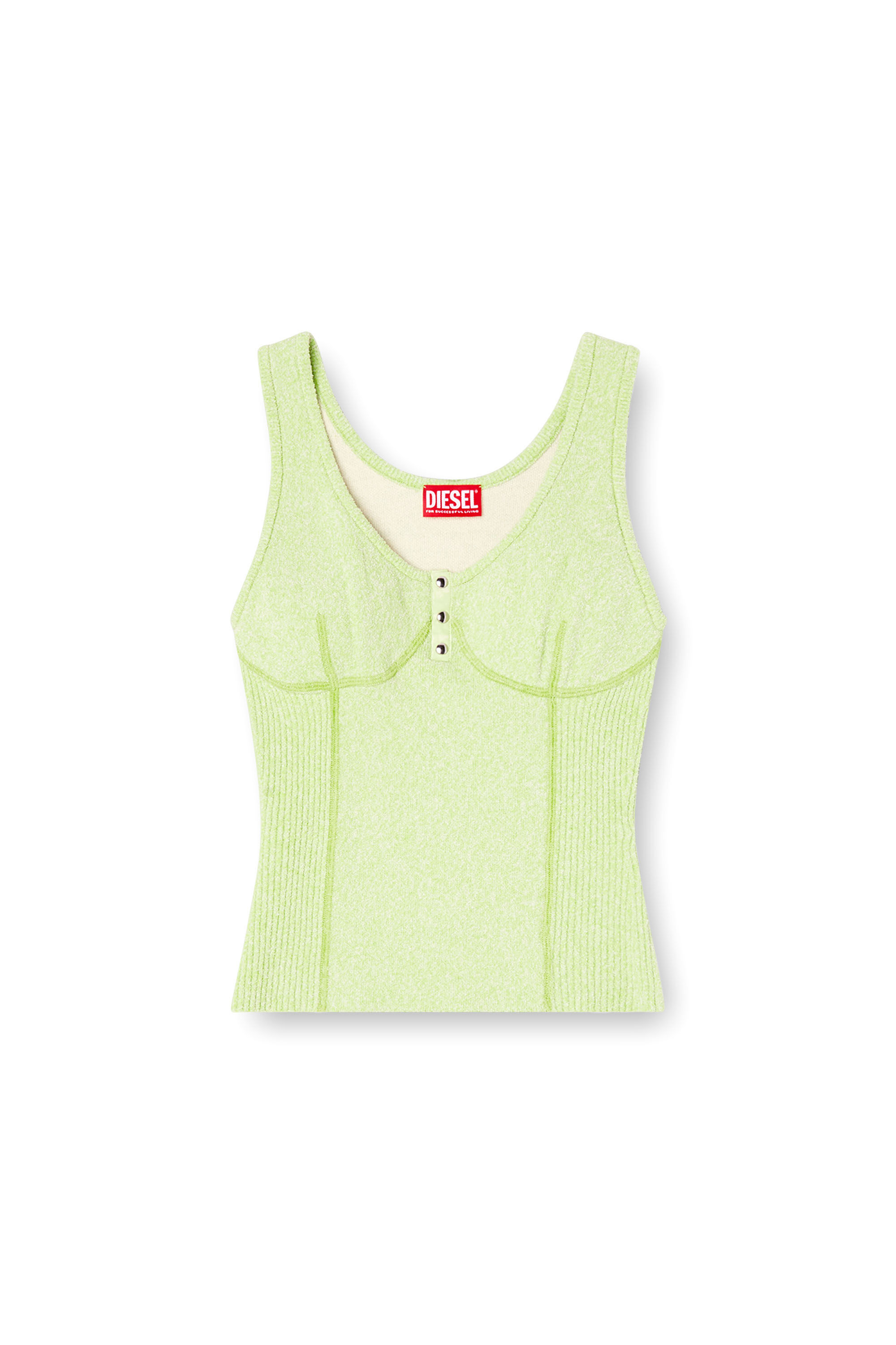 Diesel - M-LIANNE, Female's Knitted tank top with bustier-effect in グリーン - 2