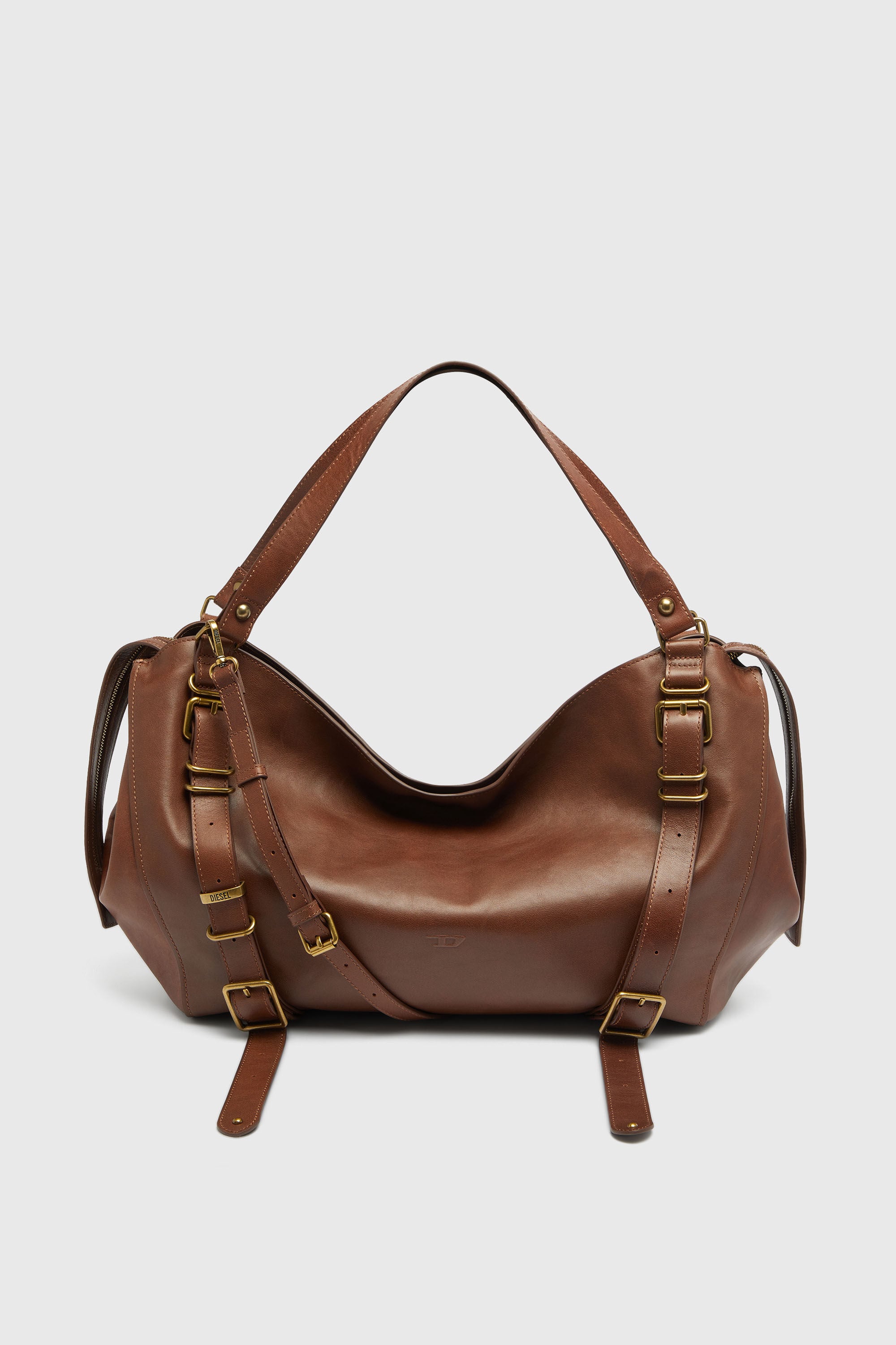Diesel - D-ONE TOPHANDLE L, Unisex's D-One-Large top-handle bag in treated leather in ブラウン - 2