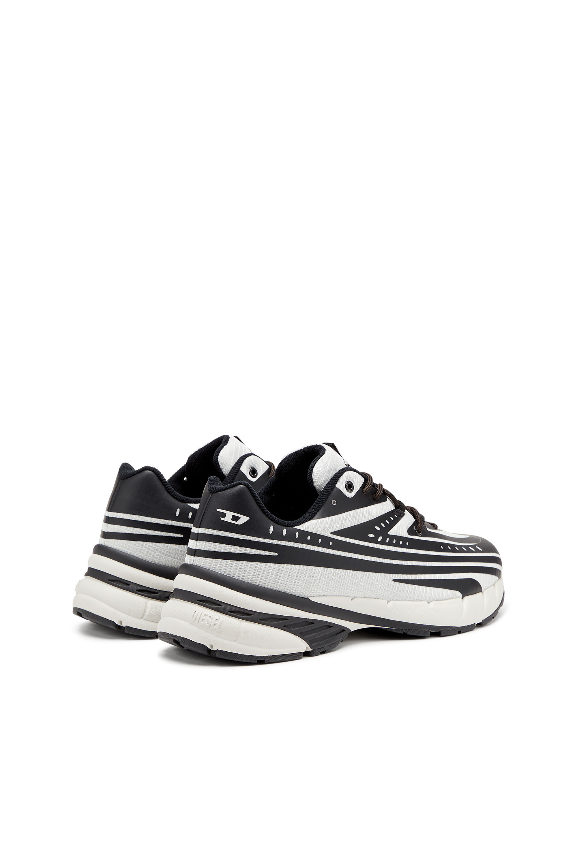 Diesel - D-AIRSPEED LOW, Male's D-Airspeed Low-Striped sneakers in coated ripstop in ブラック/グレー - 4