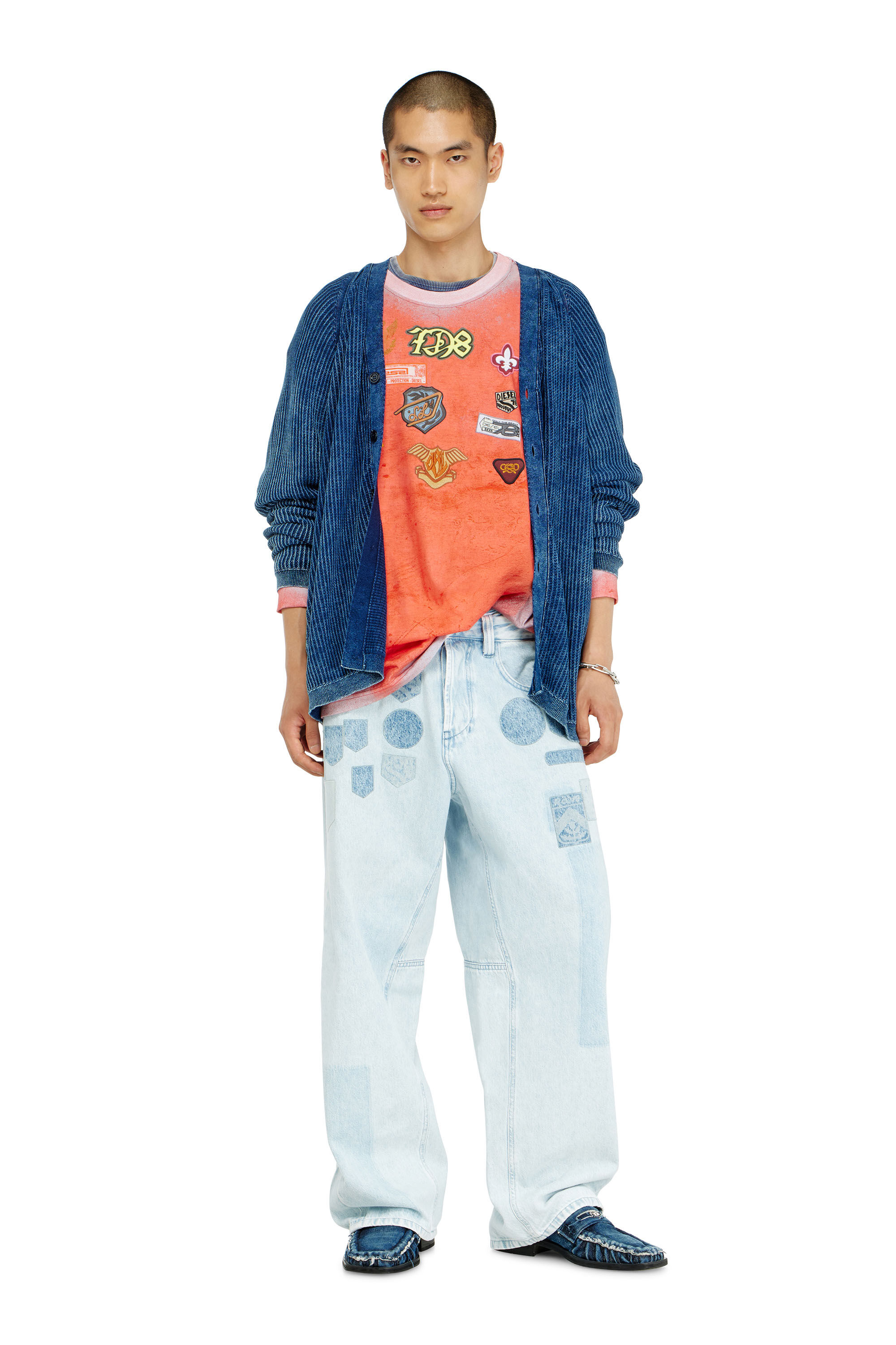 Diesel - T-NORME-LS-PATCHES, Male's 長袖Tシャツ in レッド - 1