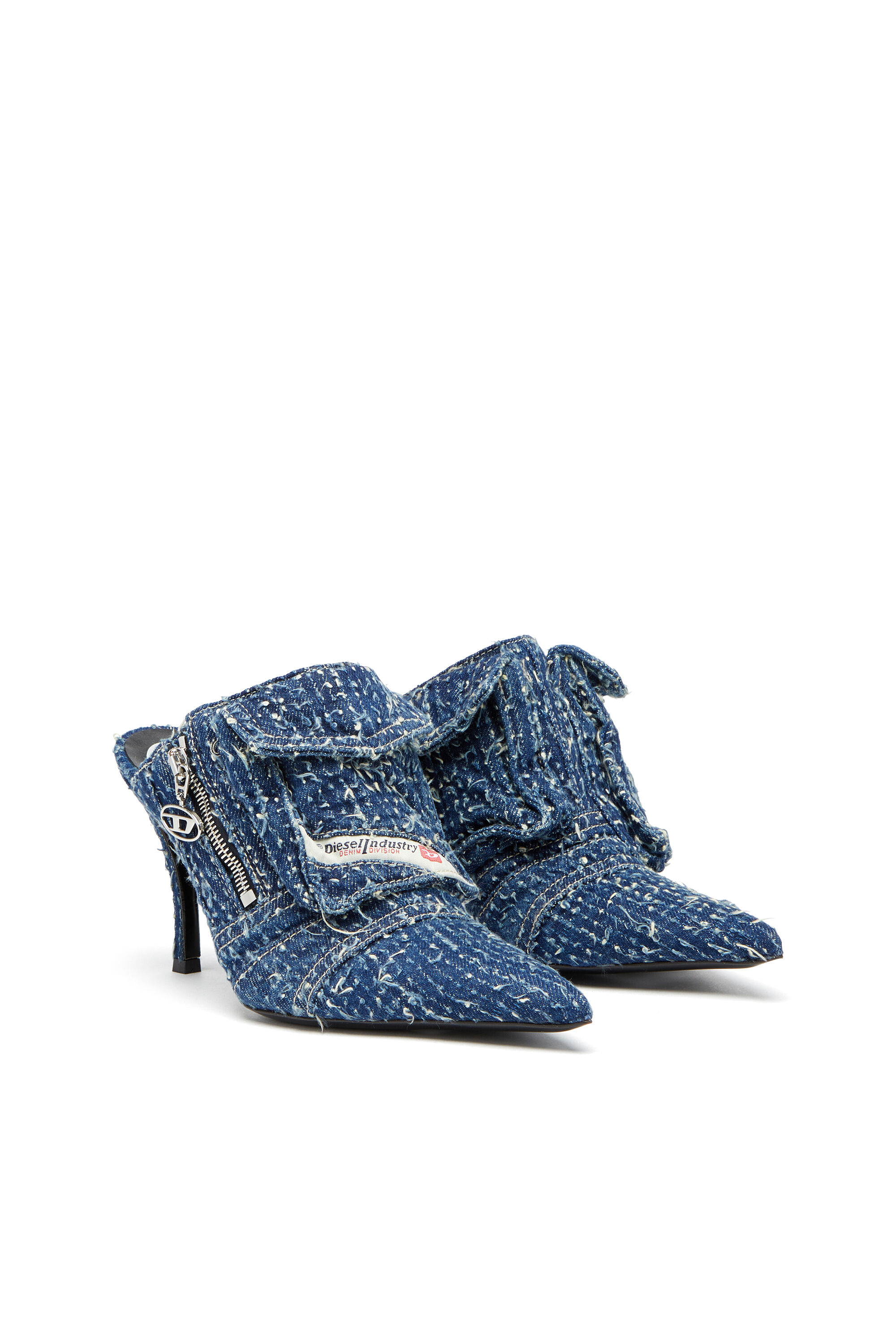 D-VENUS POCKET ML D-Venus-Heeled mules in bouclé denim｜ブルー｜ウィメンズ｜DIESEL