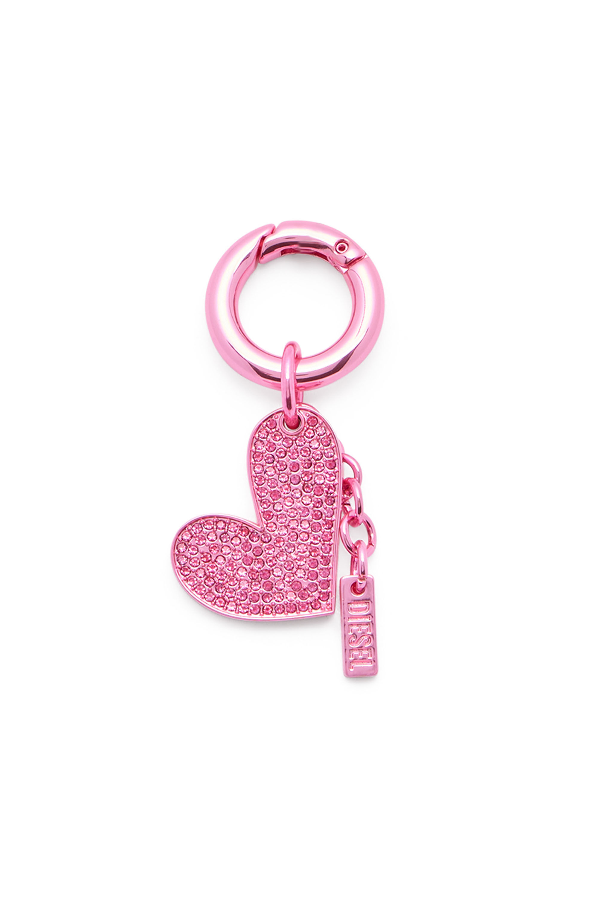 Diesel - CHARM-HEART, Female's Metal heart charm with rhinestones in ピンク / ホワイト - 1