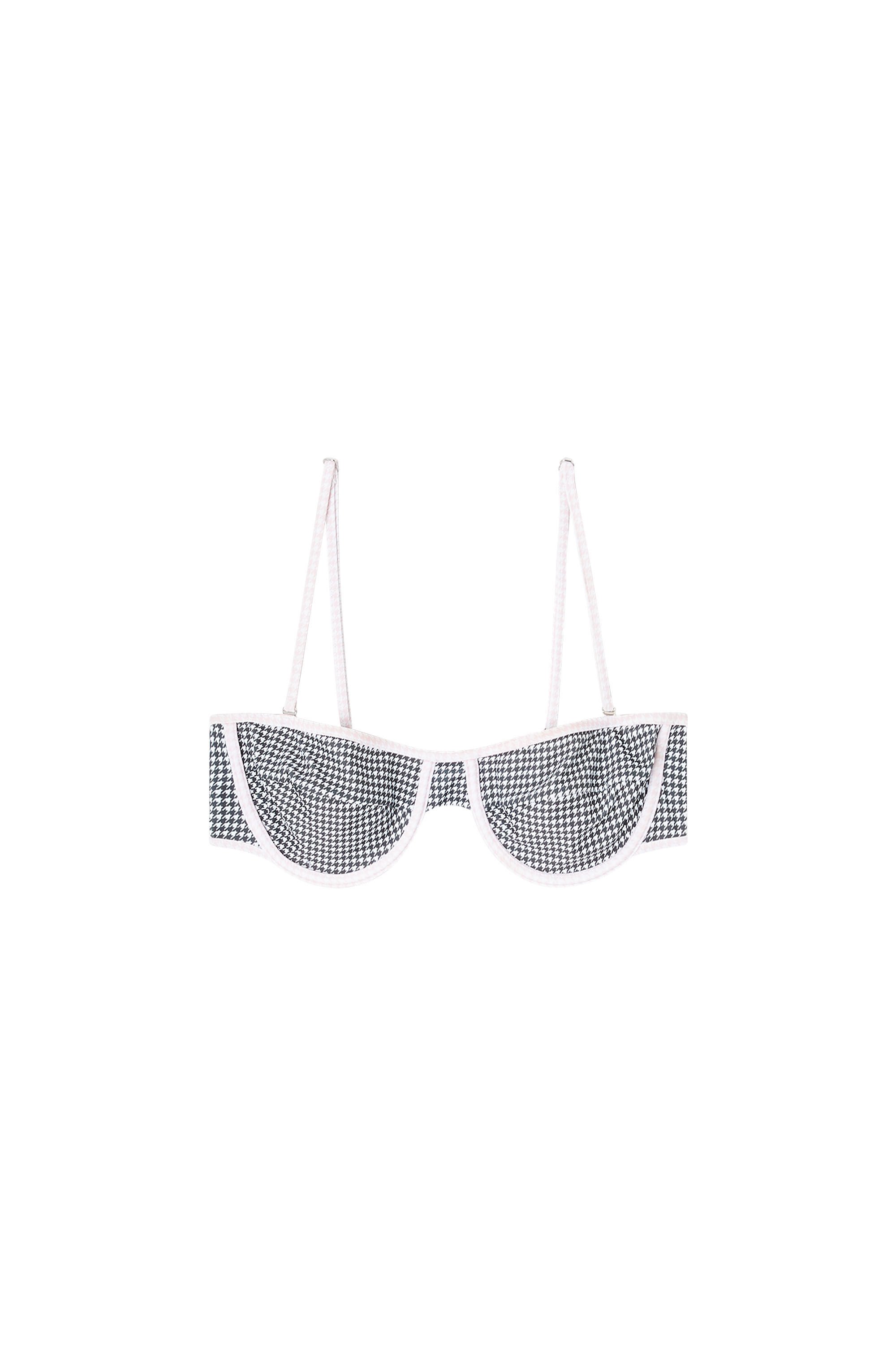 Diesel - D-WIRE-D-CORE, Female's Bikini top with houndstooth print in グレー - 4