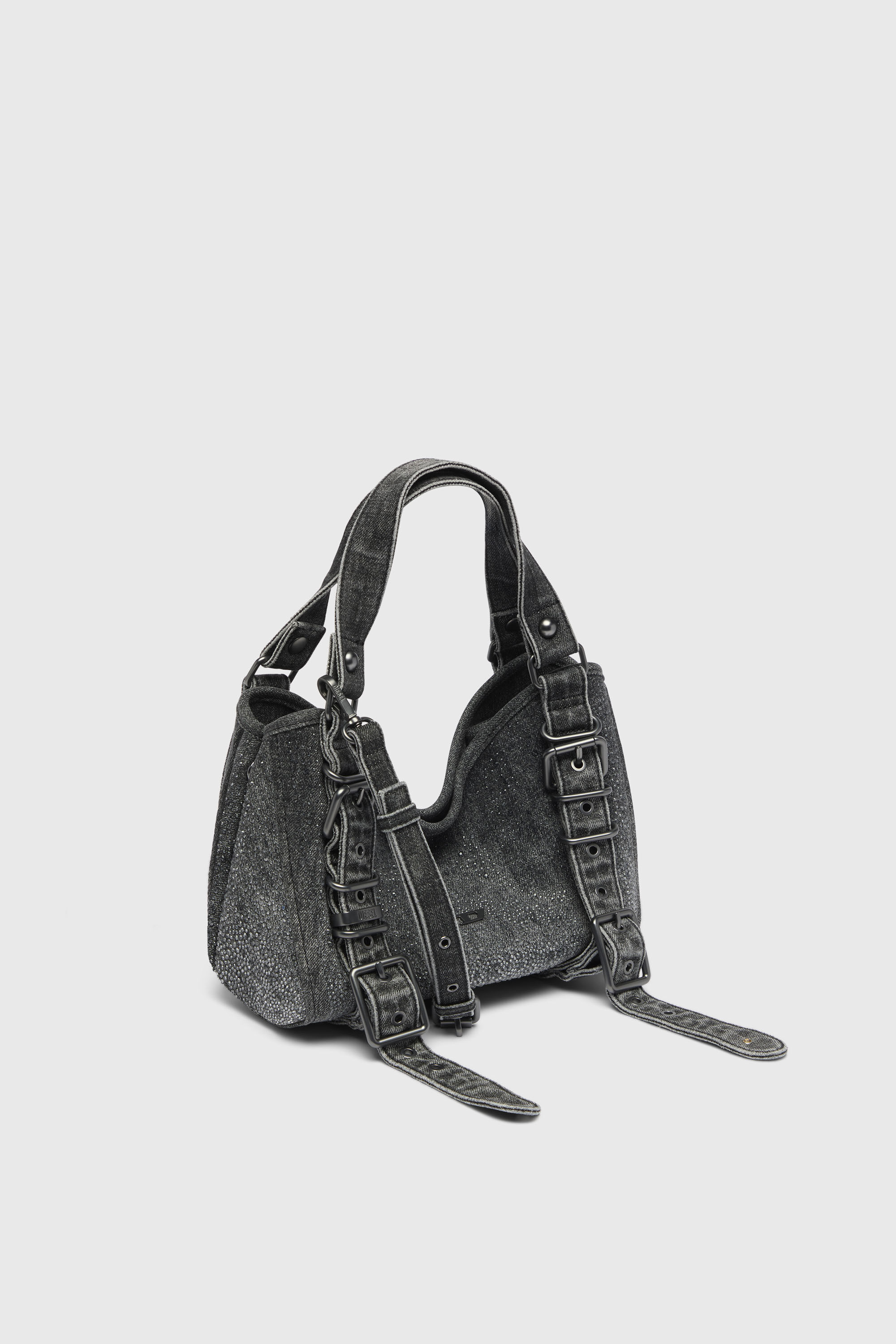 Diesel - D-ONE TOPHANDLE S, Female's D-One-Small top-handle bag in crystal solarised denim in ブラック - 2