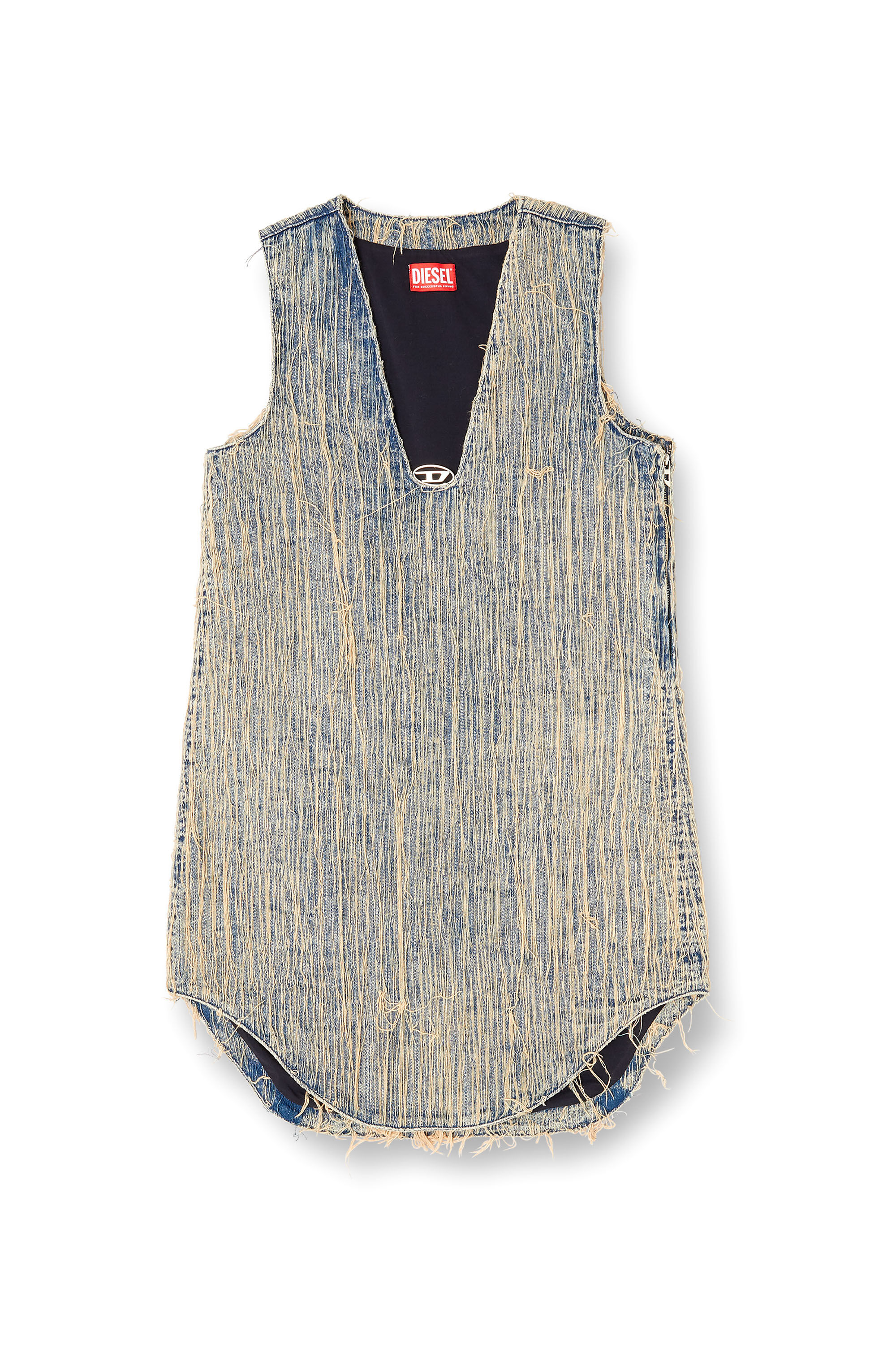 Diesel - DE-LARIS-DRESS-S2, Female's Distressed effect denim dress in ミディアムブルー - 2