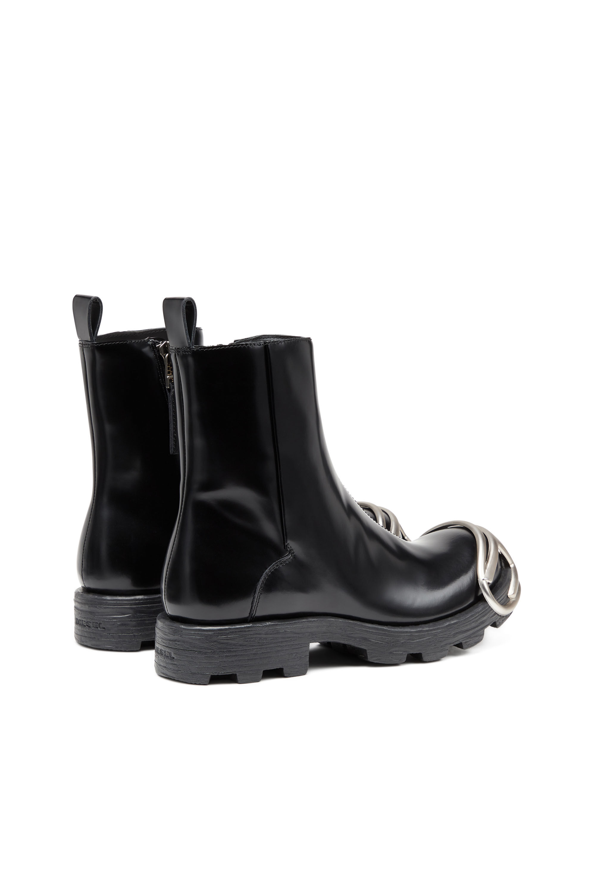 Diesel - D-HAMMER BT ZIP D, Male's D-Hammer-Leather Chelsea boots with Oval D toe caps in ブラック - 4