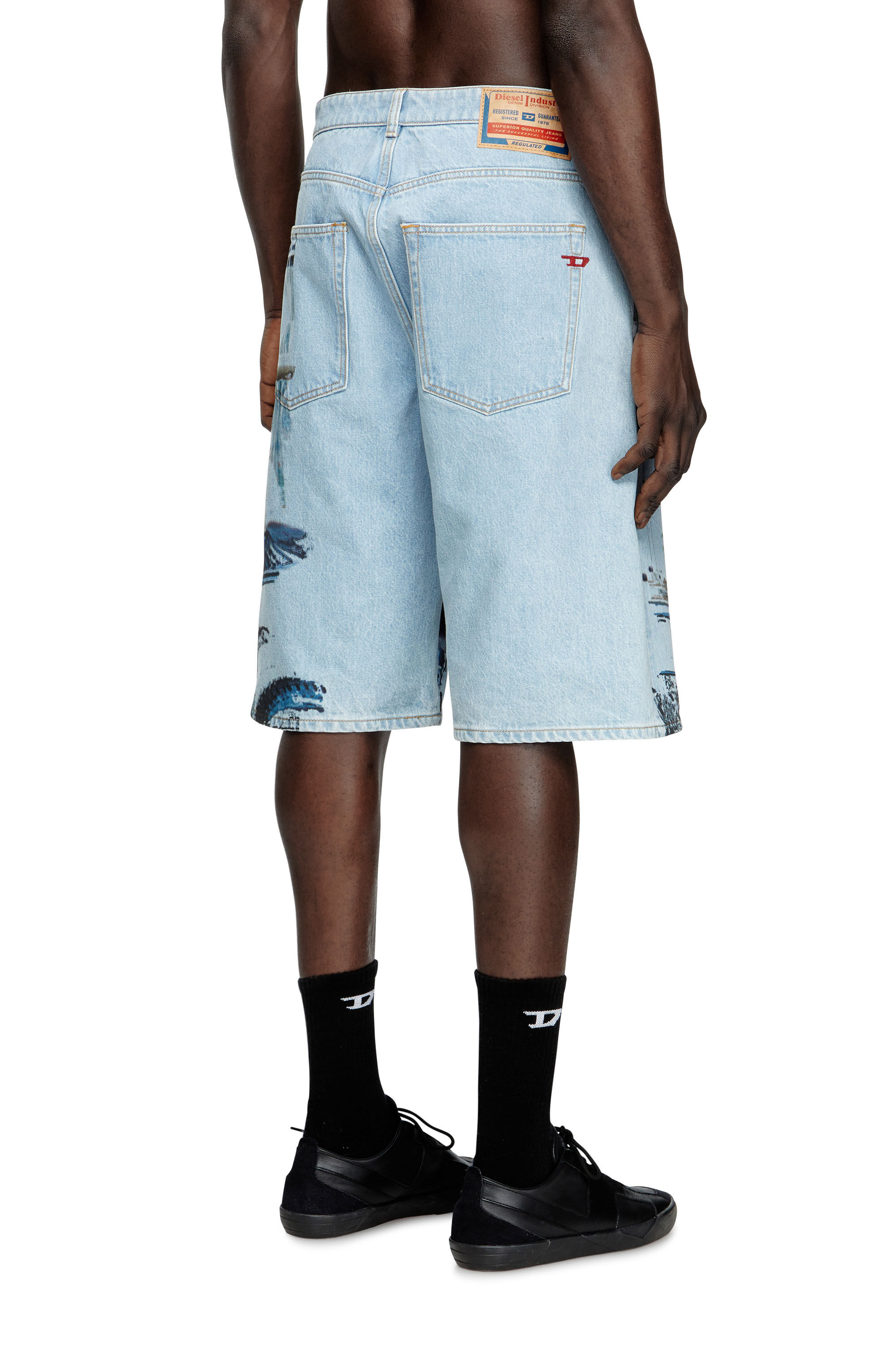 Diesel - PR-D-RIXFORD-S, Unisex's Denim shorts with faded print in ライトブルー - 4