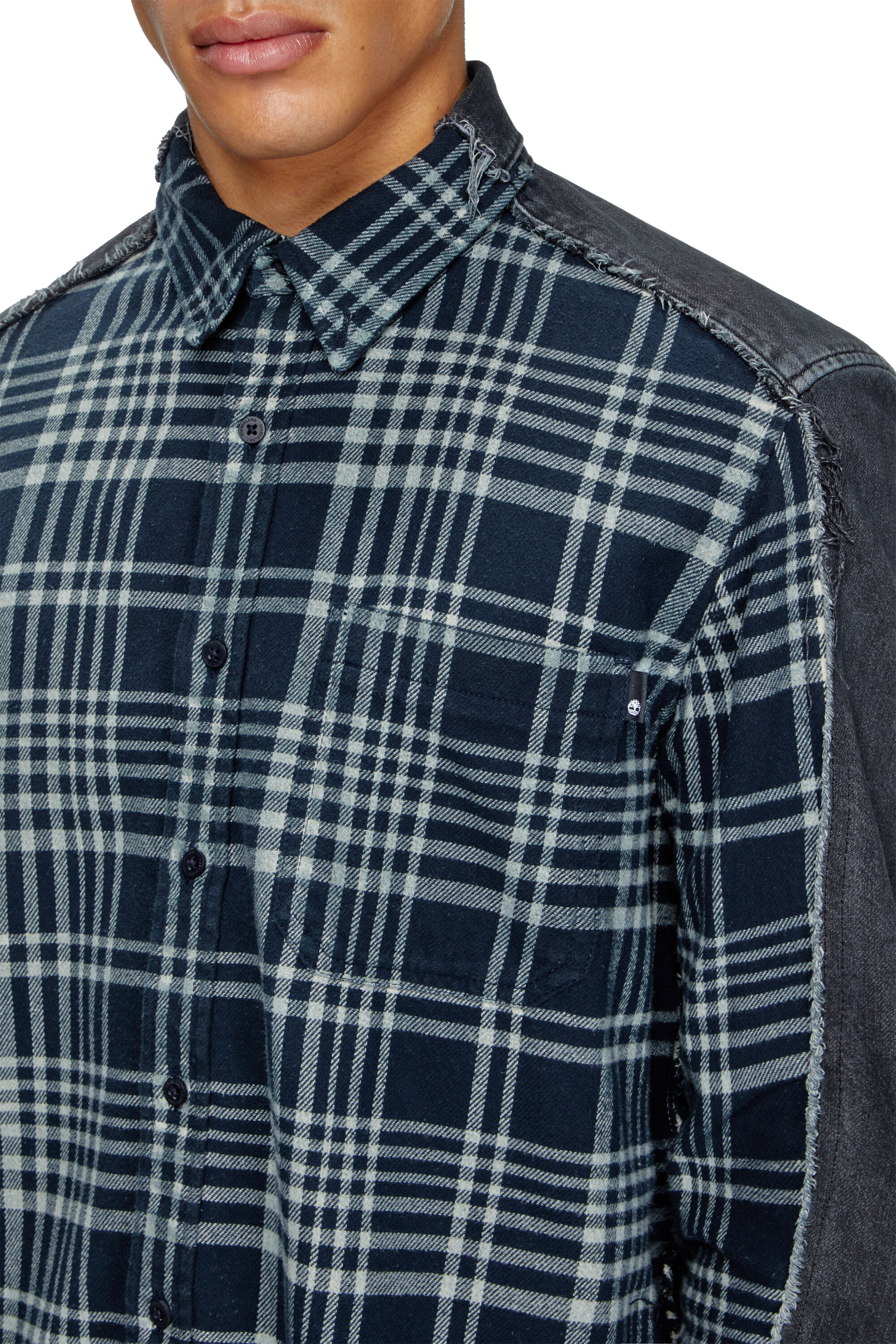 Diesel - Shirt Dieseloves 6B, Unisex's Overdyed check and denim shirt in ブルー/ブラック - 6
