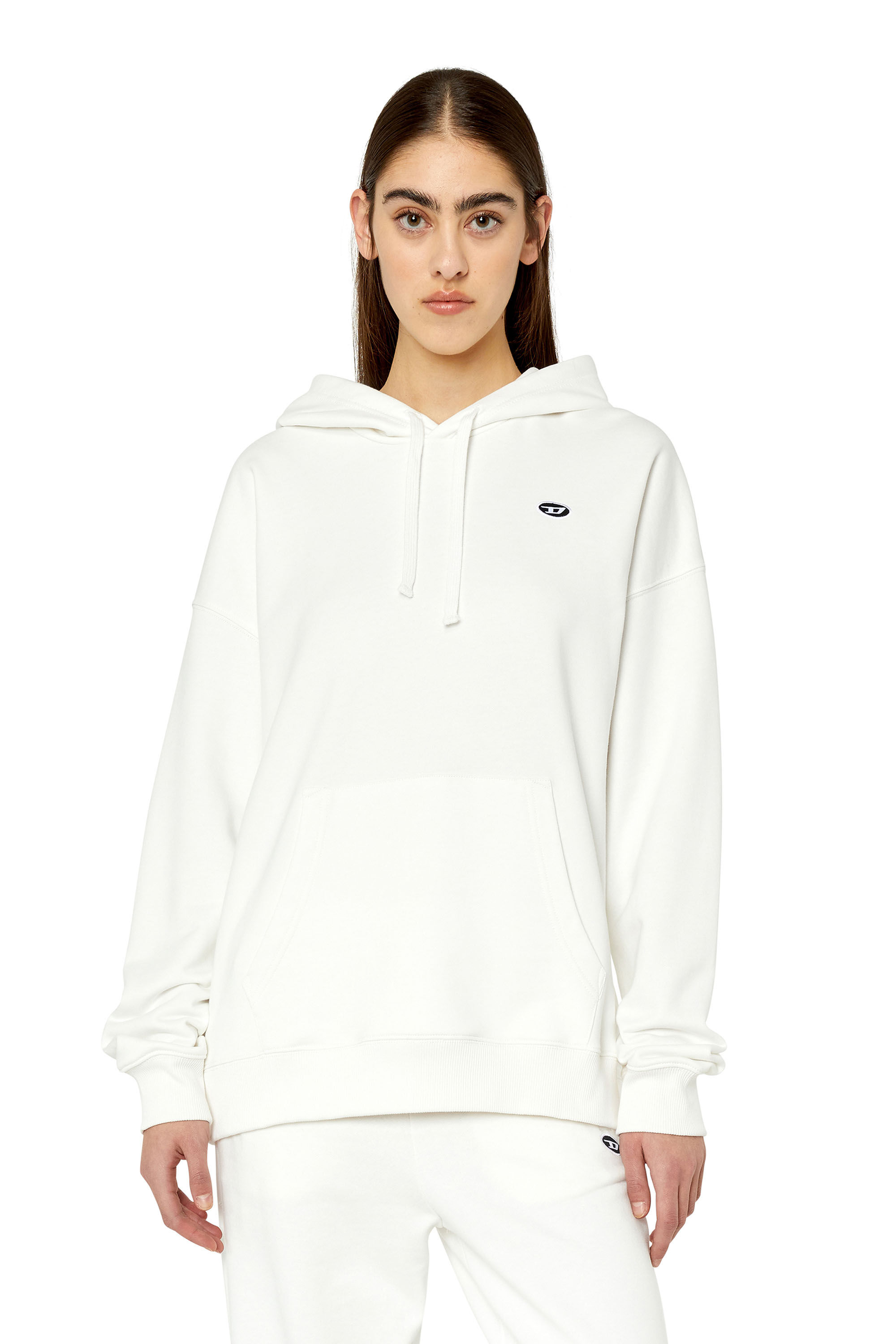 Diesel - F-REGGY-HOOD-DOVAL-PJ, Female's Hoodie with oval D patch in ホワイト - 3