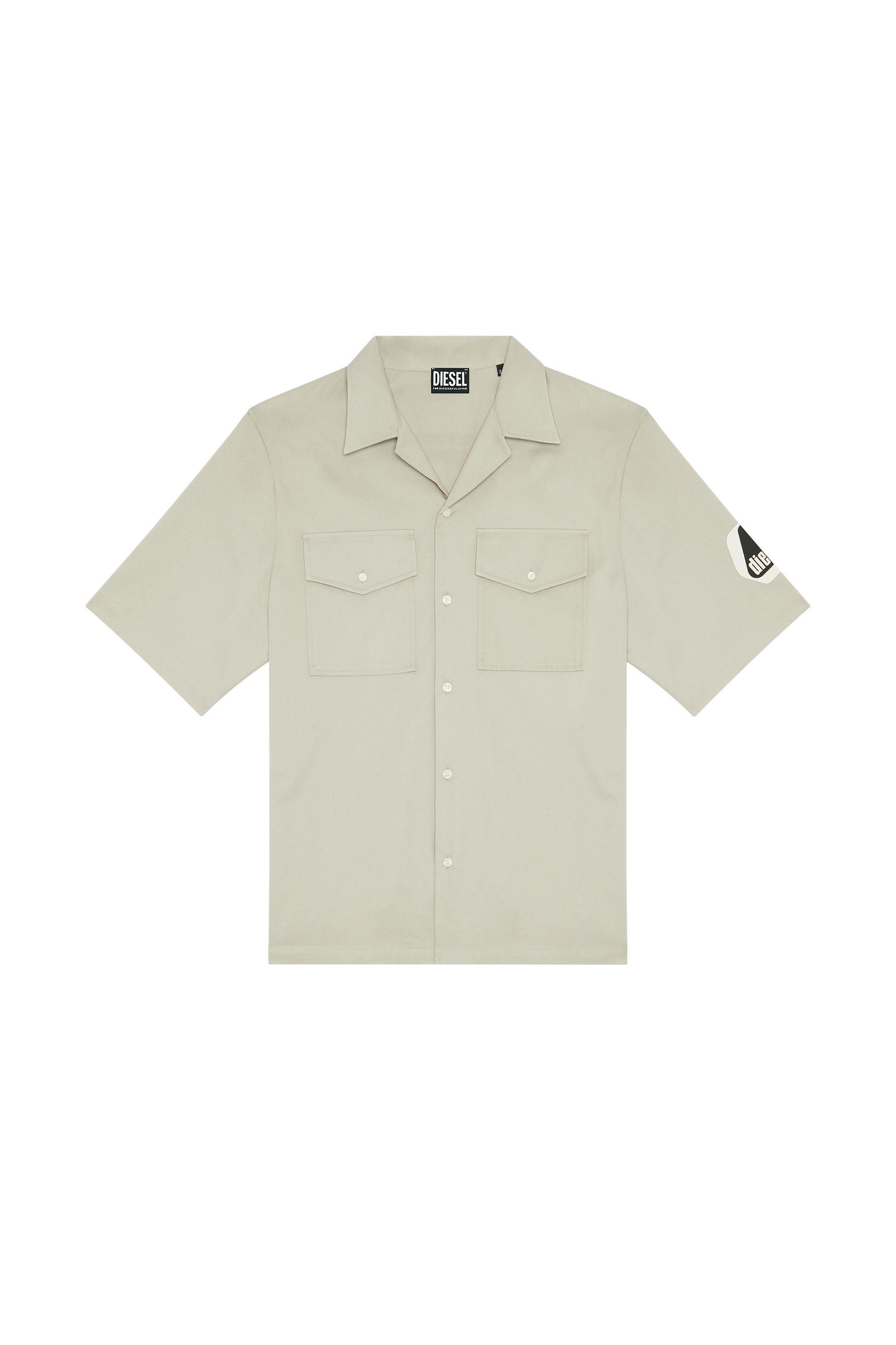 Diesel - S-MAC-B, Male's シャツ ボウリングシャツ 半そで in ライトグレー - 2
