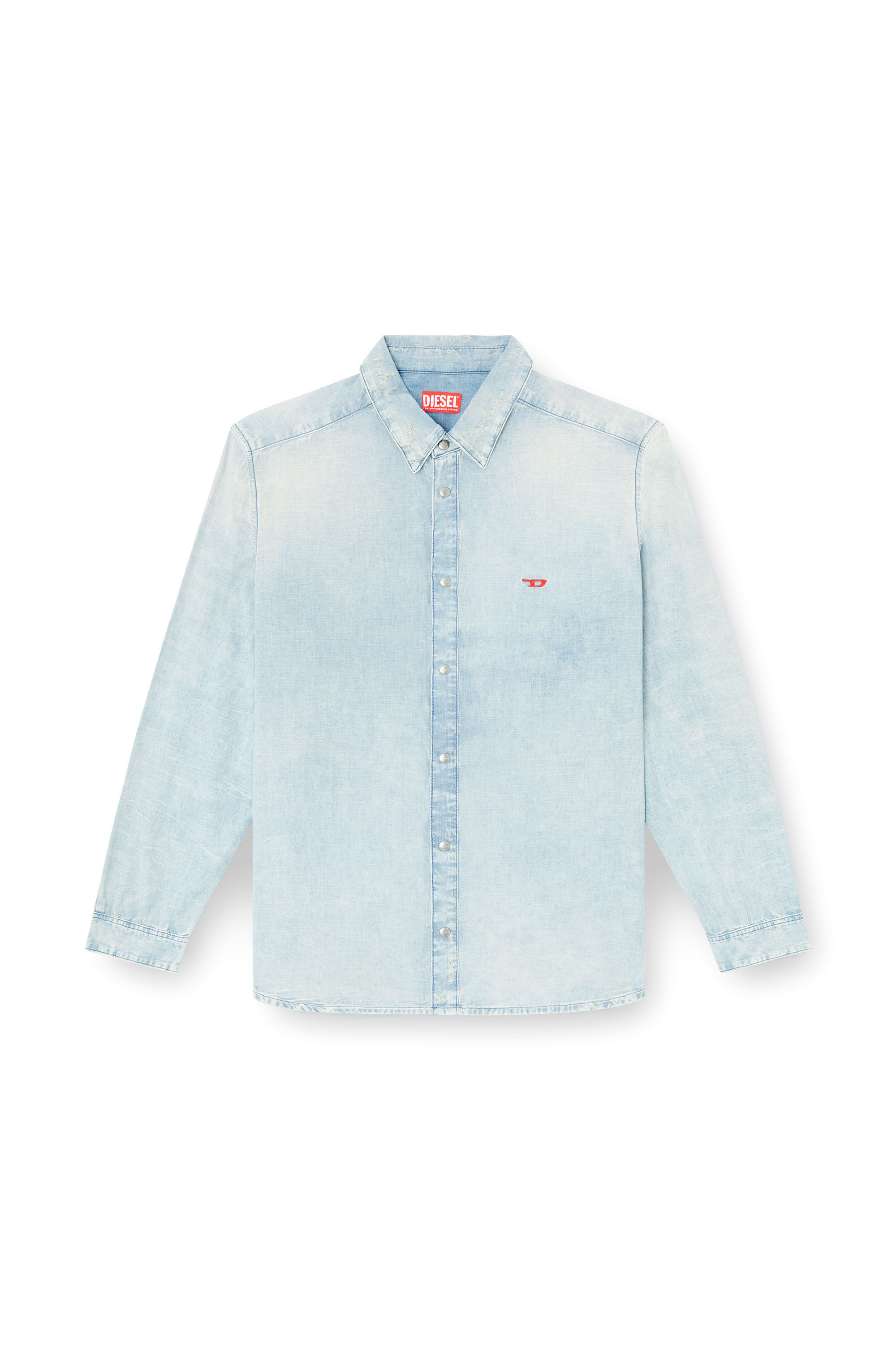 Diesel - D-SIMPLY, Male's Shirt in bleach-effect denim in ライトブルー - 2