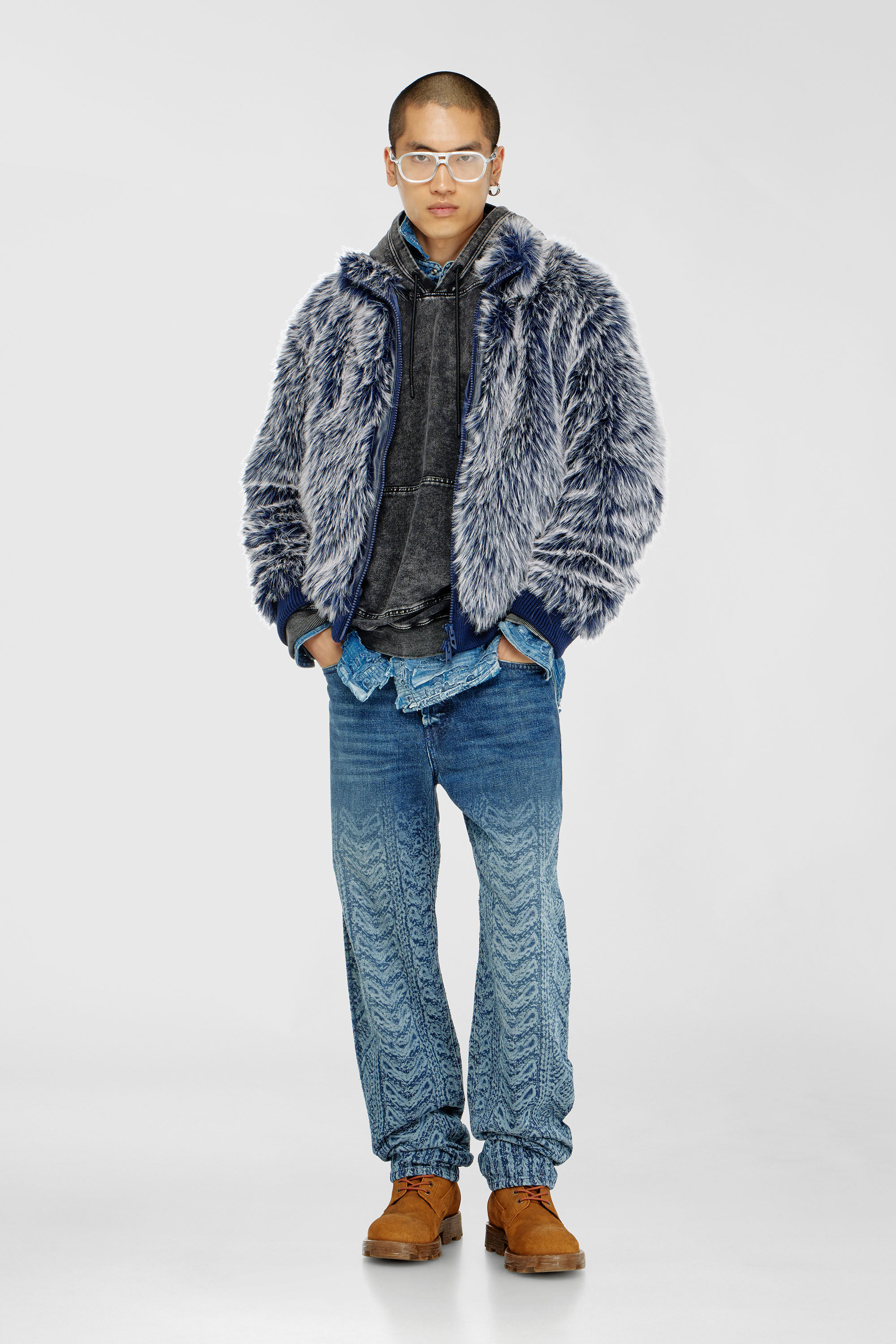 Diesel - S-BOXT-HOOD-TUK, Male's プルオーバーパーカー in ダークグレー - 1