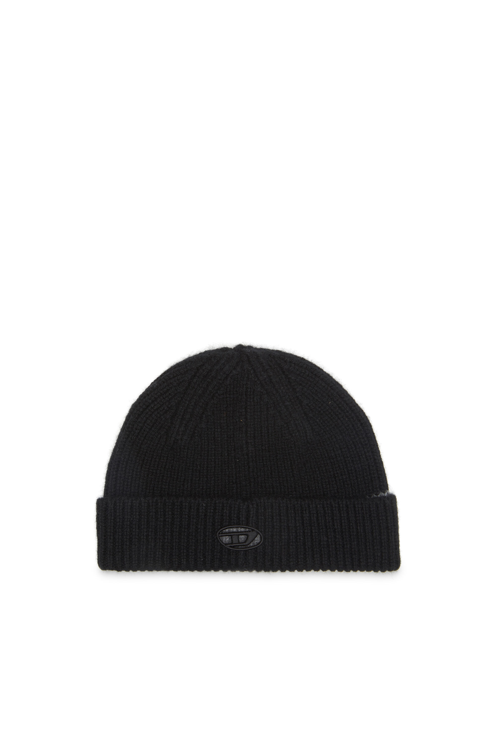 Diesel - K-ARAC, Unisex's Ribbed beanie with Oval D cut-out in ブラック - 1
