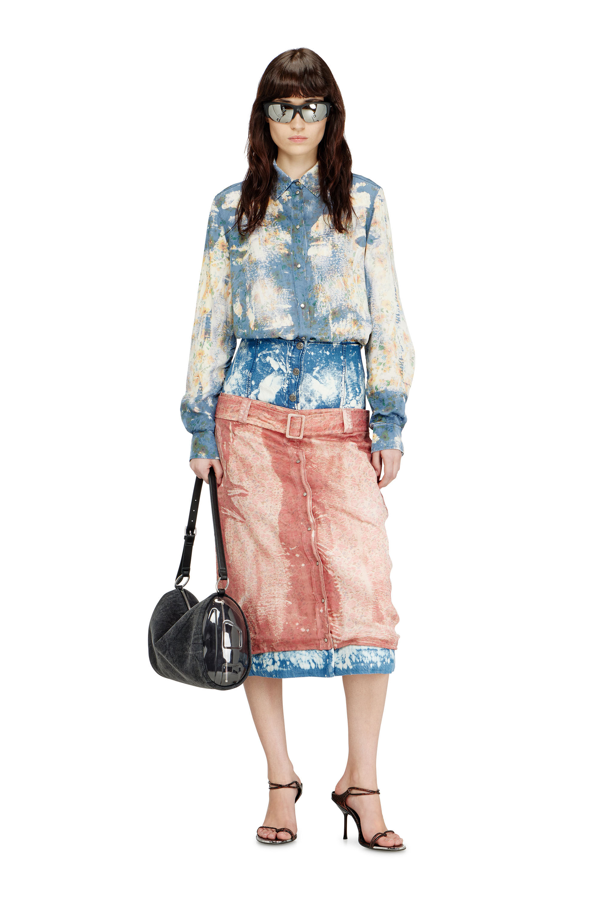 Diesel - C-ASSY, Female's Shirt with floral X-ray effect in ライトブルー - 1