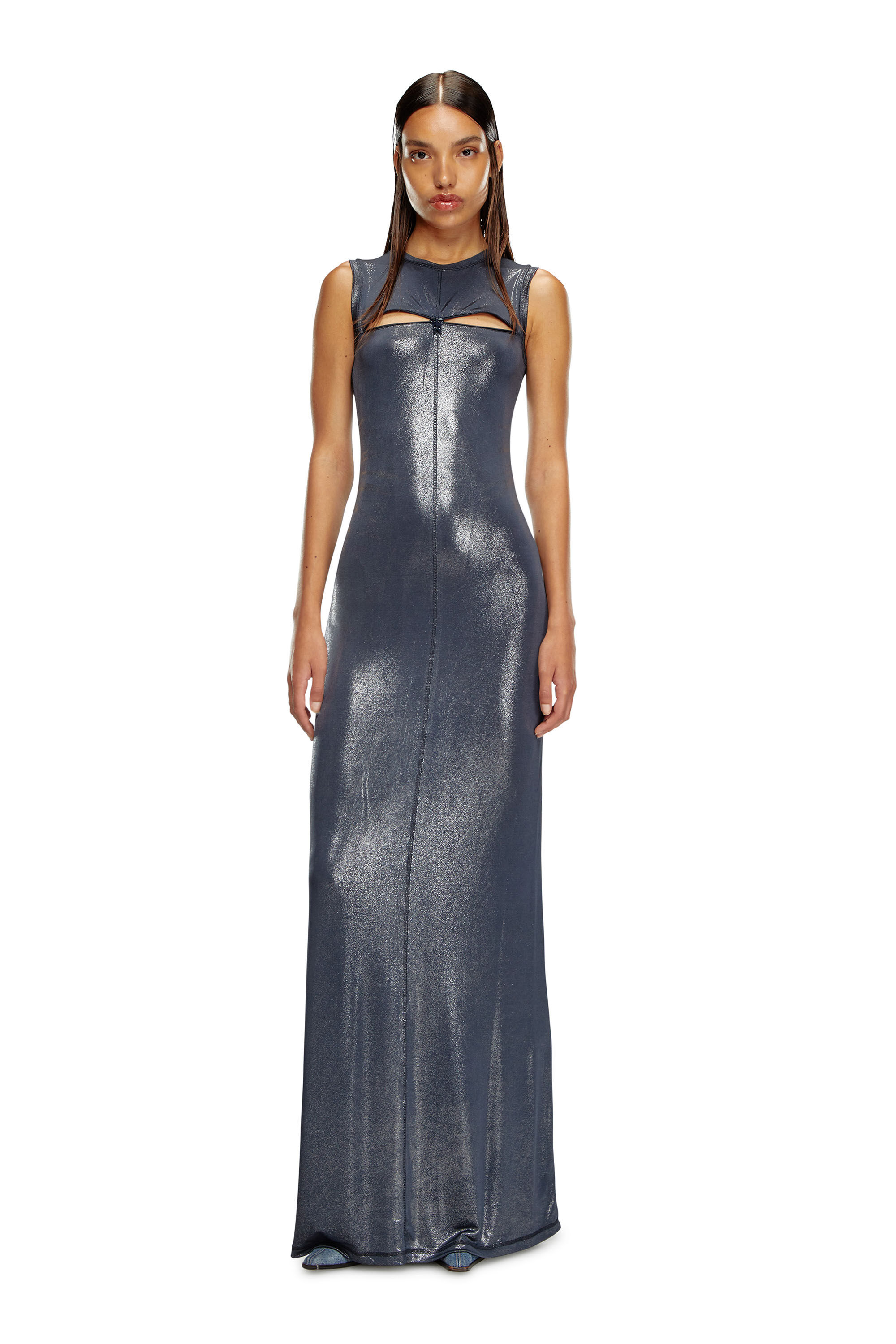 D-VETY Long metallic dress with zip details｜ブルー｜ウィメンズ｜DIESEL