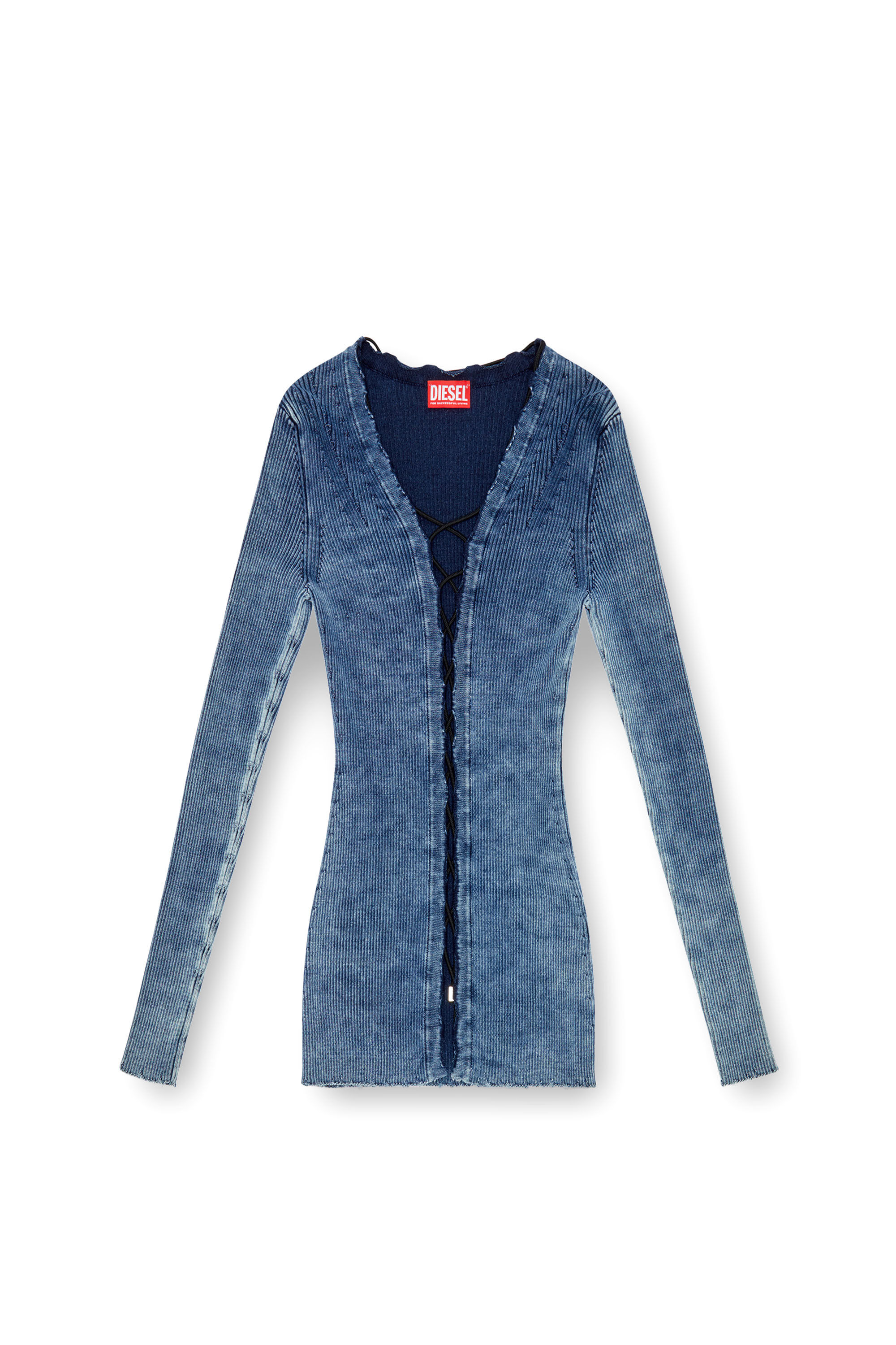 M-ACERATA Lace-up cardigan in indigo cotton｜ブルー｜ウィメンズ｜DIESEL