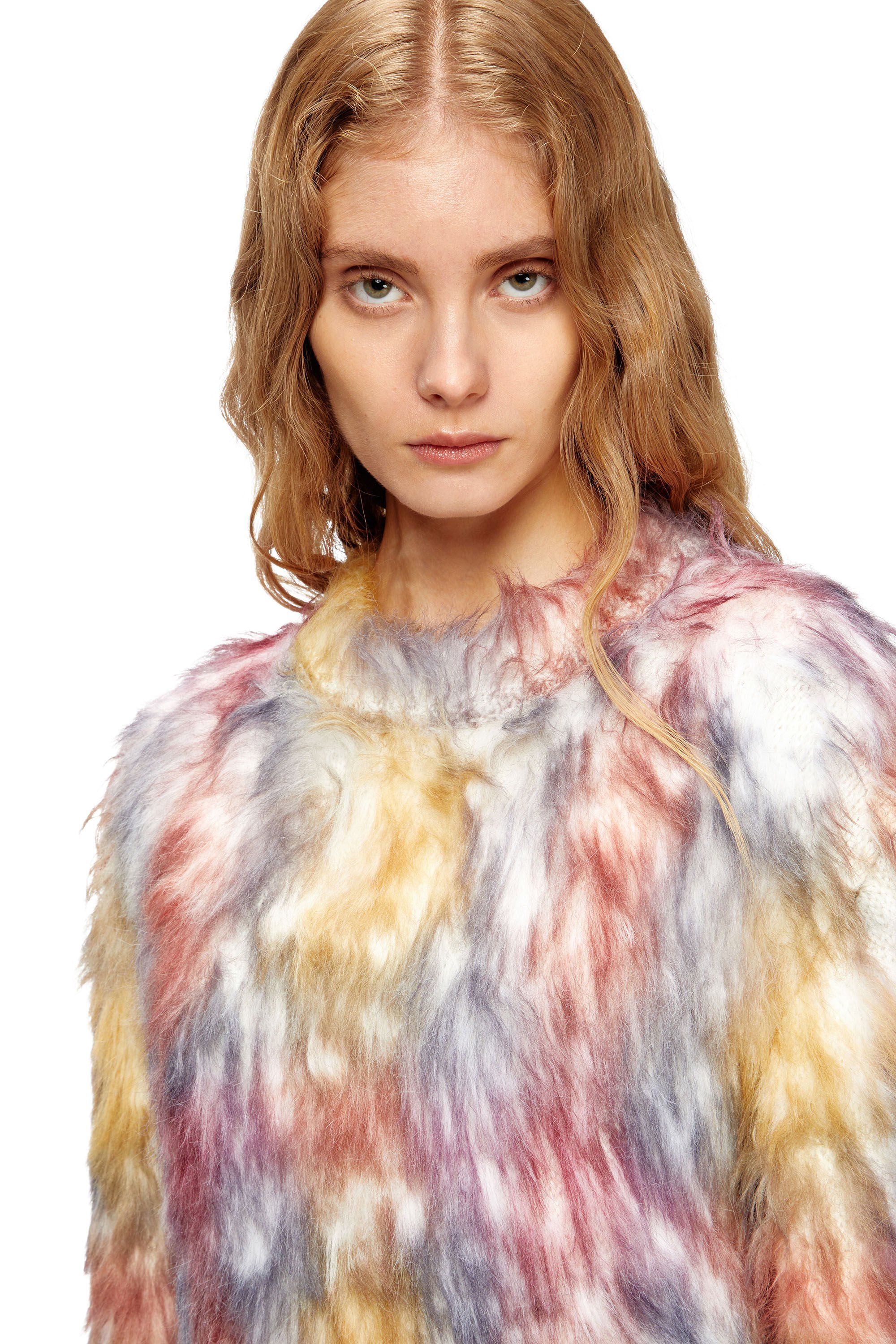 Diesel - M-BERRY, Female's Fluffy jumper with check print in グレー/レッド - 4