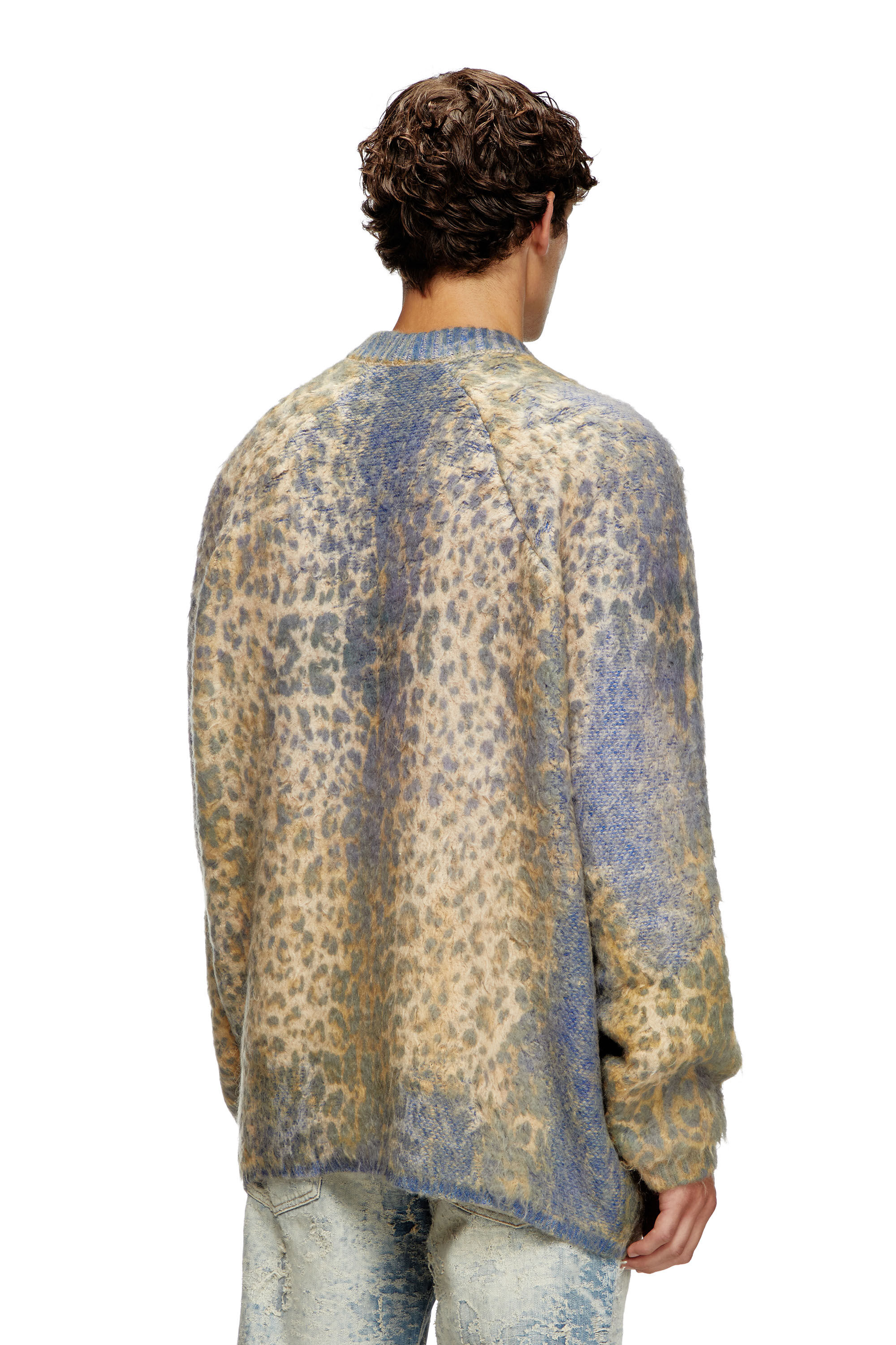 K-PENROS-A Leopard-print cardigan with sweat effects｜マルチカラー  