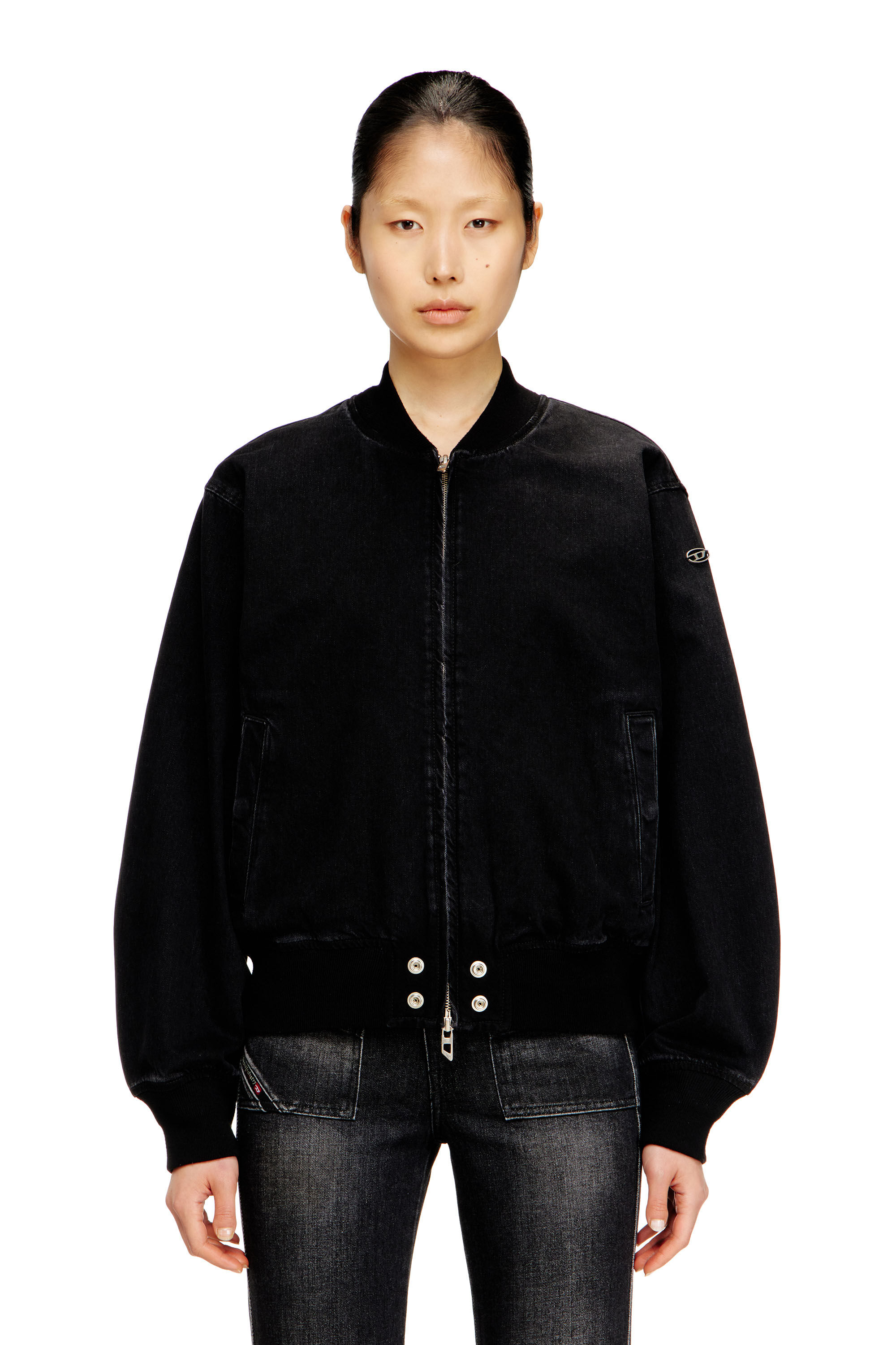 DIESEL ブラックジャケット Lサイズ　y2k DIESEL (ディーゼル) 合成皮革 フルジップ ジャケット DSA192790LHBE