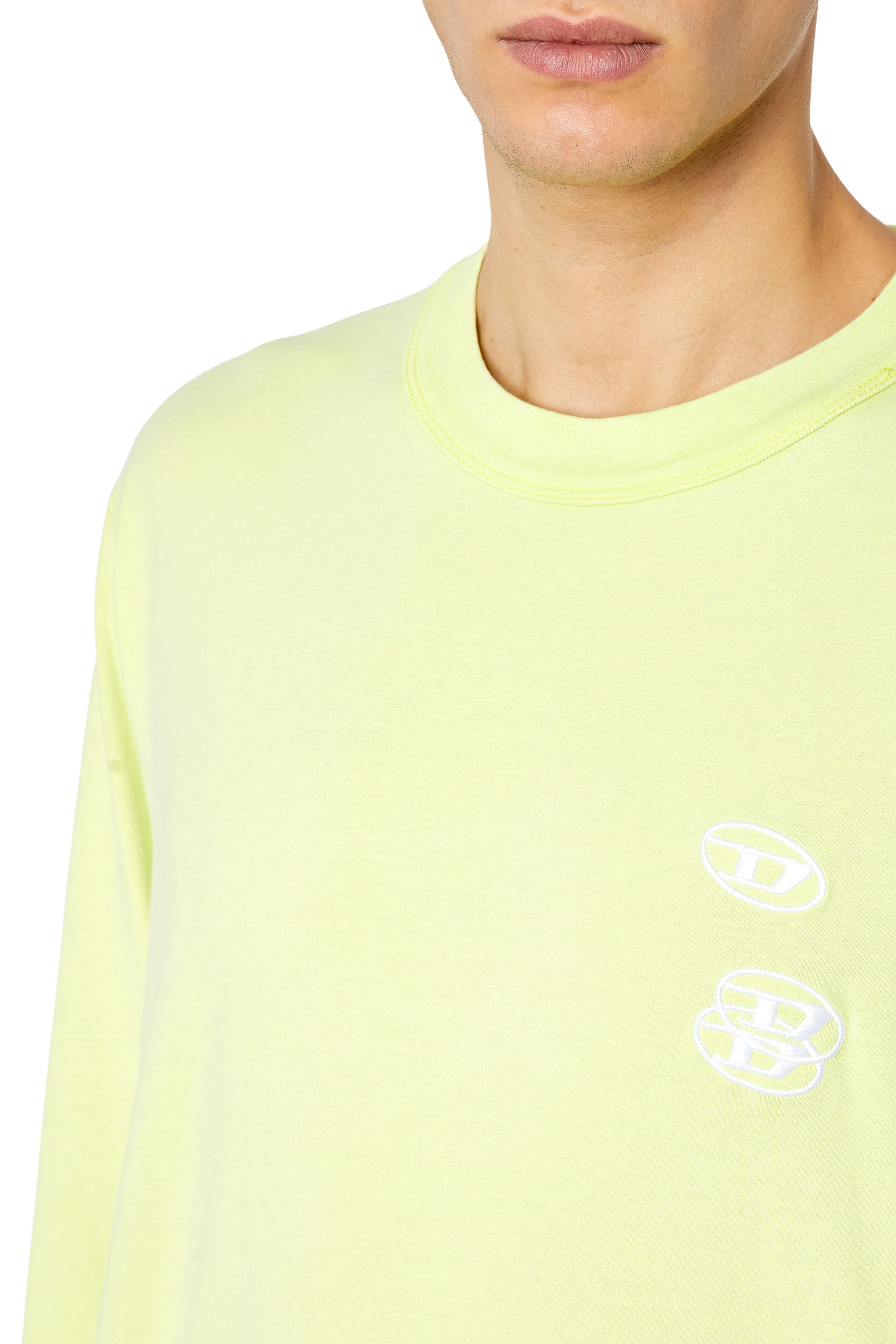 Diesel - T-CRANE-LS-SLITS, Male's 長そで Tシャツ ルーズフィット in 蛍光イエロー - 4