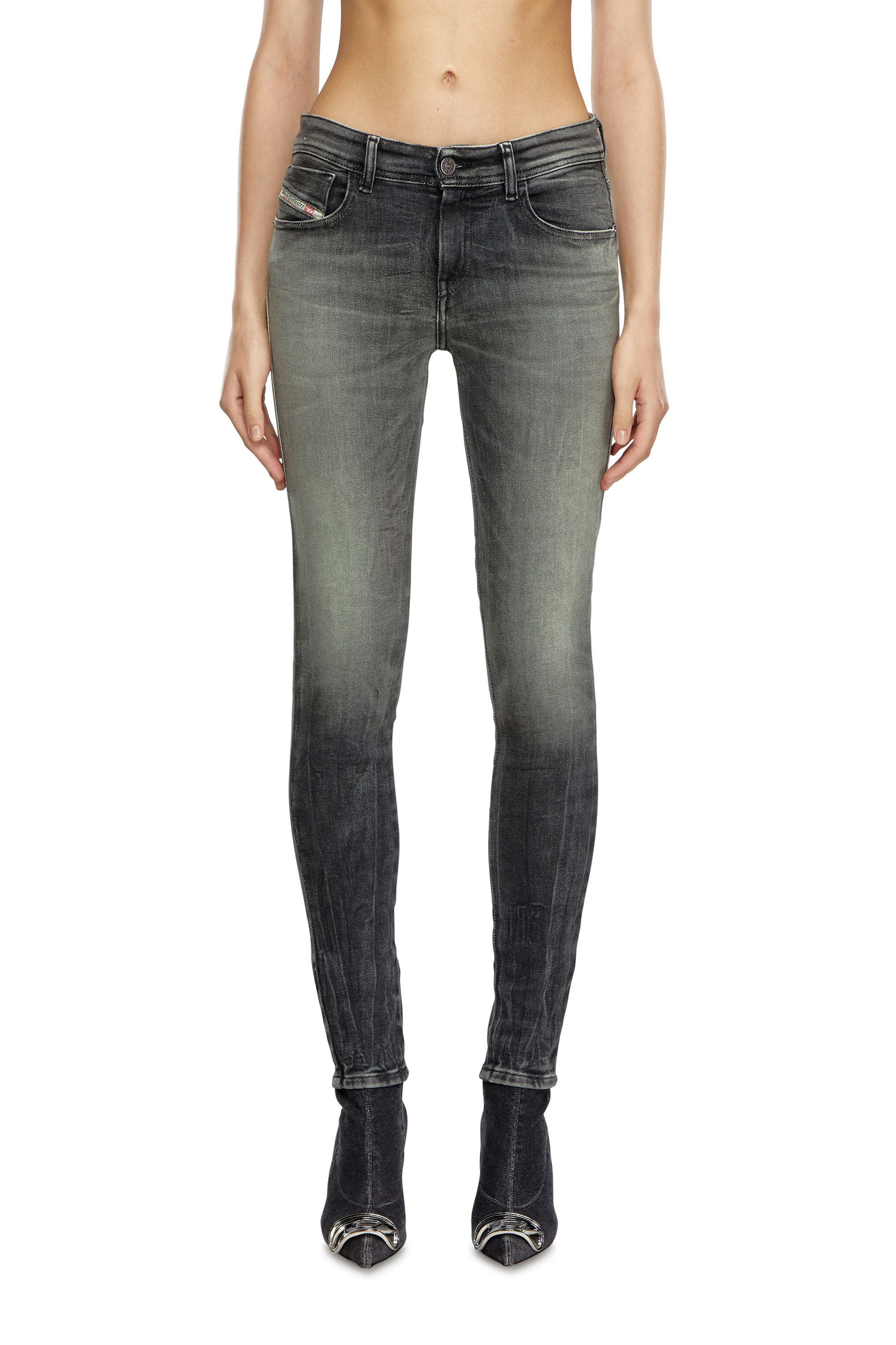 Diesel - Female's Skinny Jeans 2017 Slandy 09J08, ブラック/ダークグレー - 3