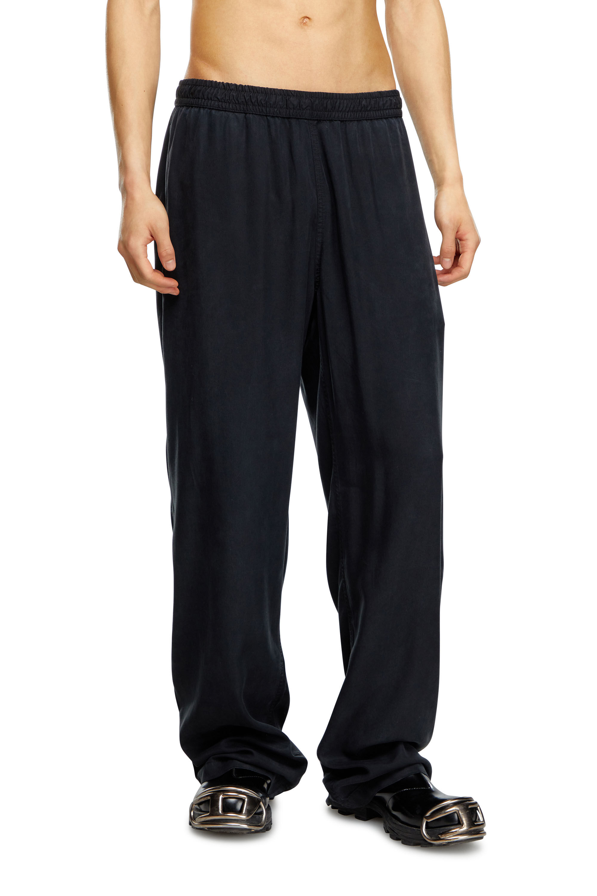 Diesel - P-DREYER-C, Male's Drawstring pants in faded twill in ブラック - 1