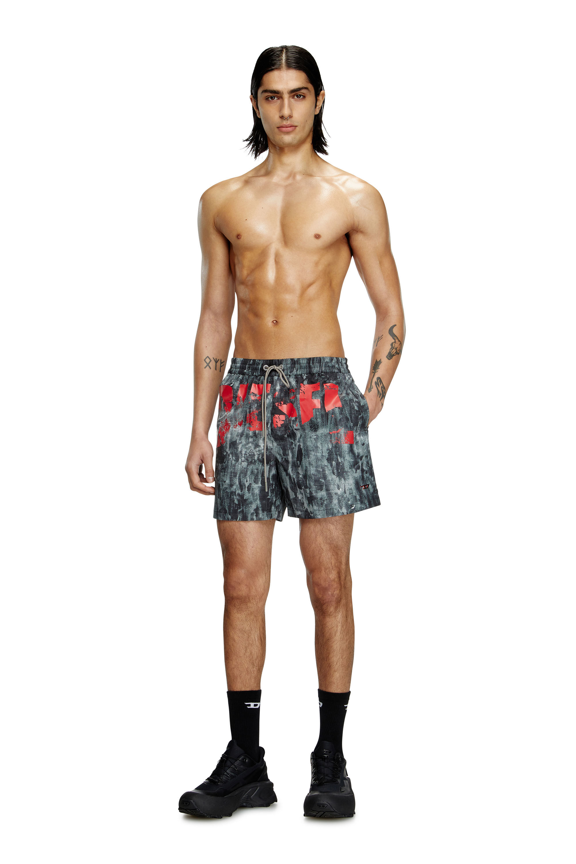 Diesel - RIO-41-D-POP, Male's Mid-length swim shorts with graphic print in ブラック - 2