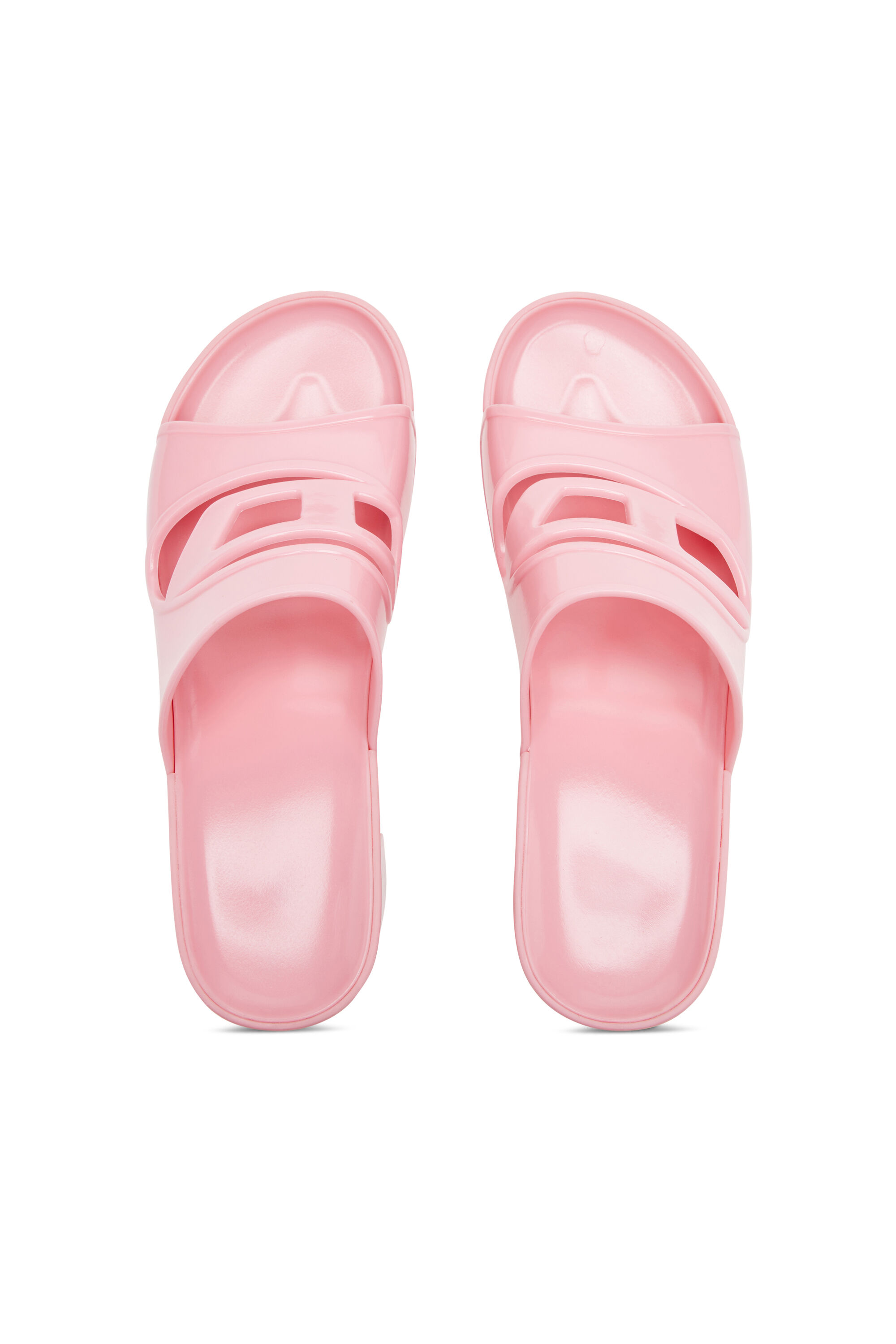 Diesel - SA-BONNIE, Female's Sa-Bonnie-Heeled rubber slides with cut-out logo in ピンク / ホワイト - 5