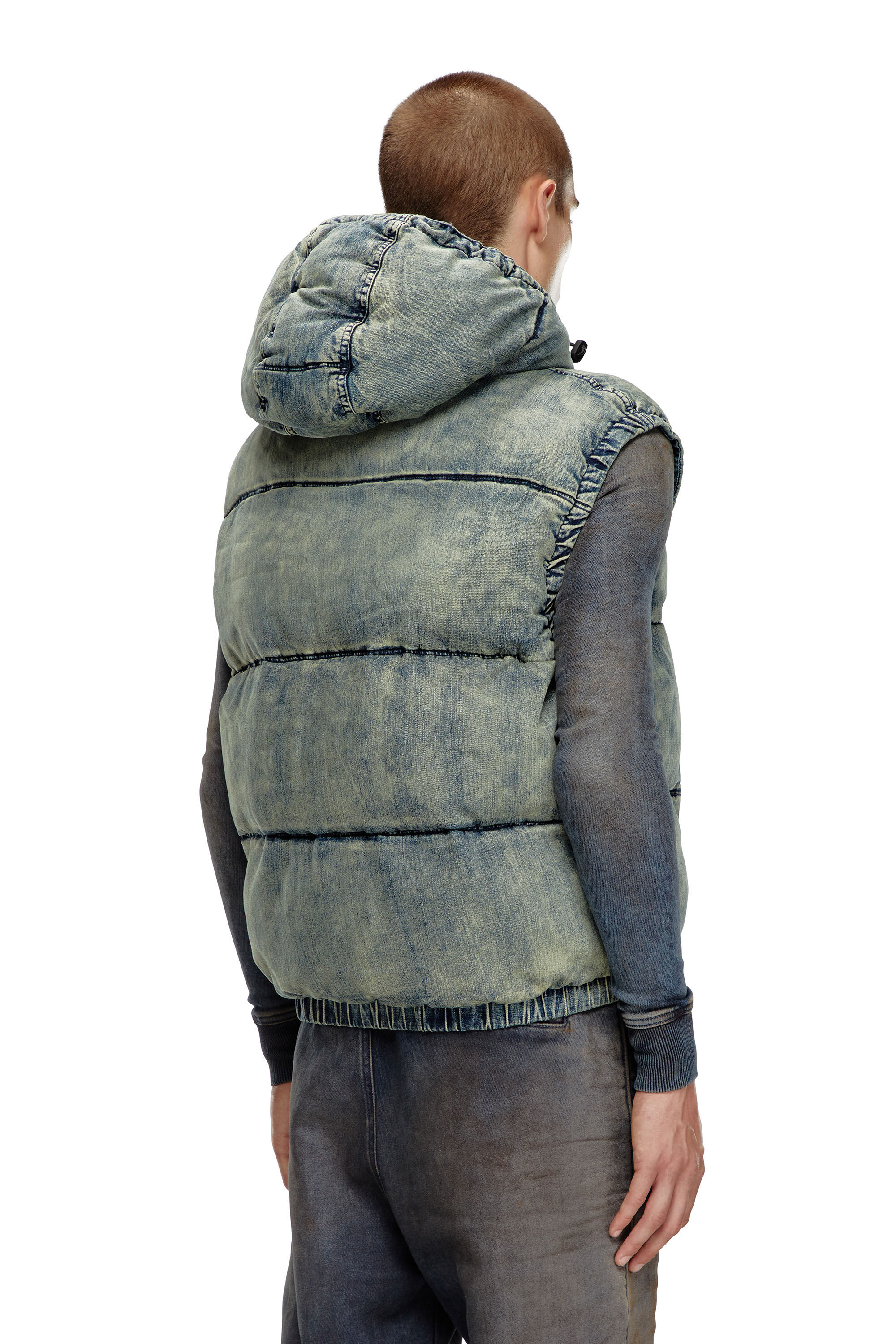 Diesel - W-MONS-SL, Male's Padded vest in faded denim in ブルー - 5